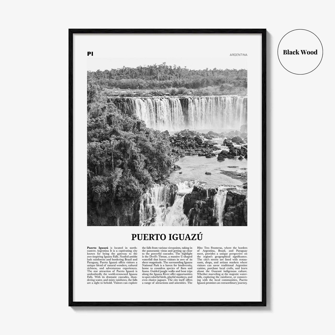 Puerto Iguazu Print Black and White, Puerto Iguazu Wall Art, Puerto Iguazu Poster, Puerto Iguazu Photo, Puerto Iguazu Wall Décor, Argentina