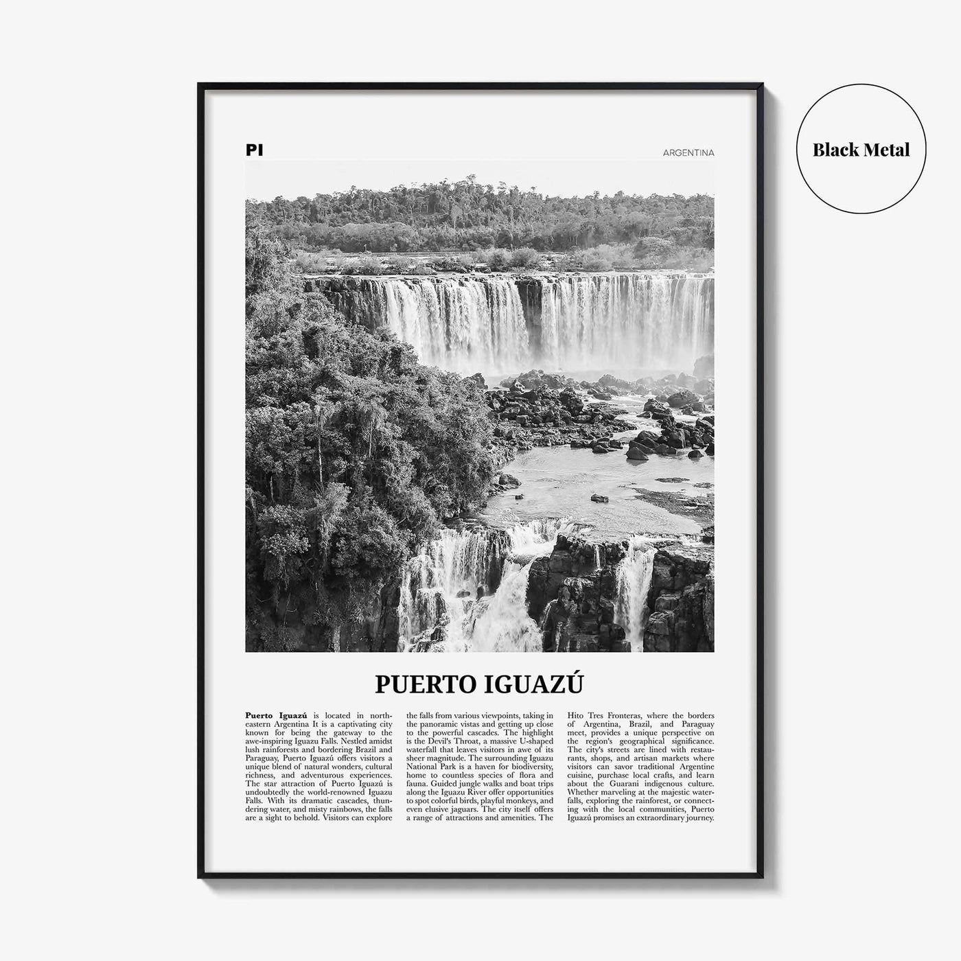 Puerto Iguazu Print Black and White, Puerto Iguazu Wall Art, Puerto Iguazu Poster, Puerto Iguazu Photo, Puerto Iguazu Wall Décor, Argentina