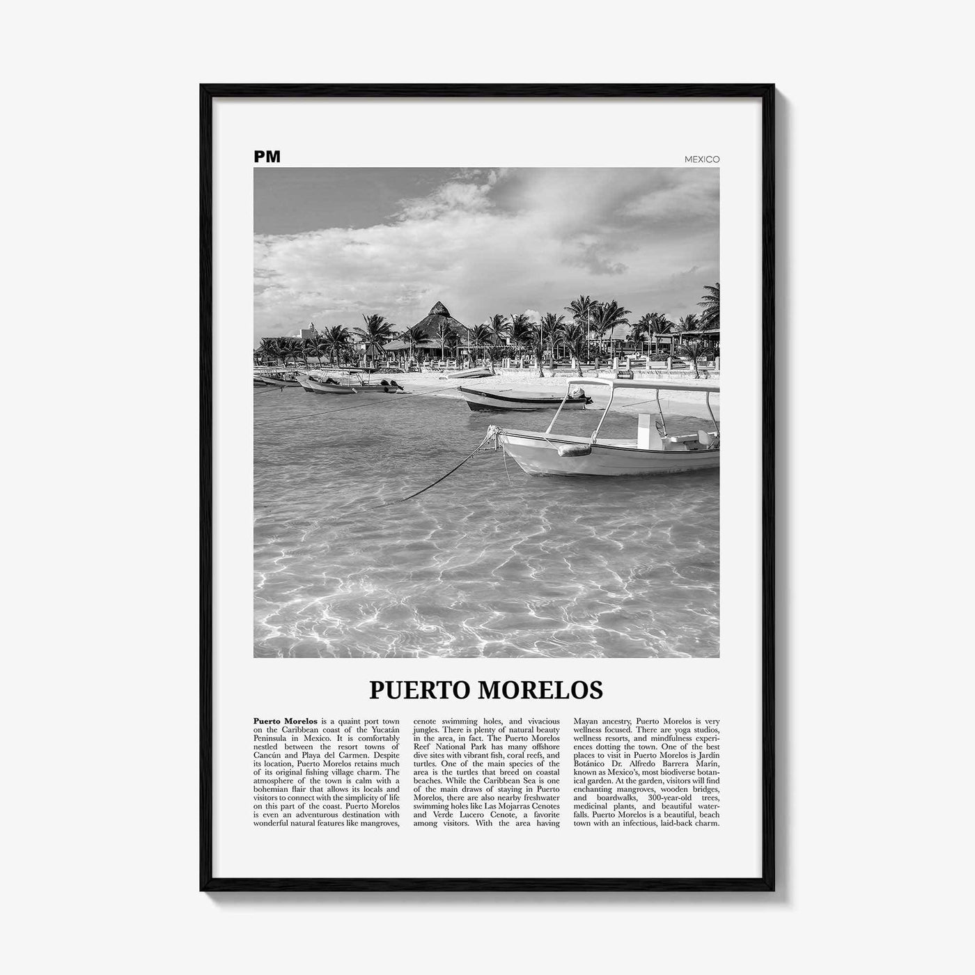 Puerto Morelos Print Black and White, Puerto Morelos Wall Art, Puerto Morelos Poster, Puerto Morelos Photo, Puerto Morelos Décor, Mexico