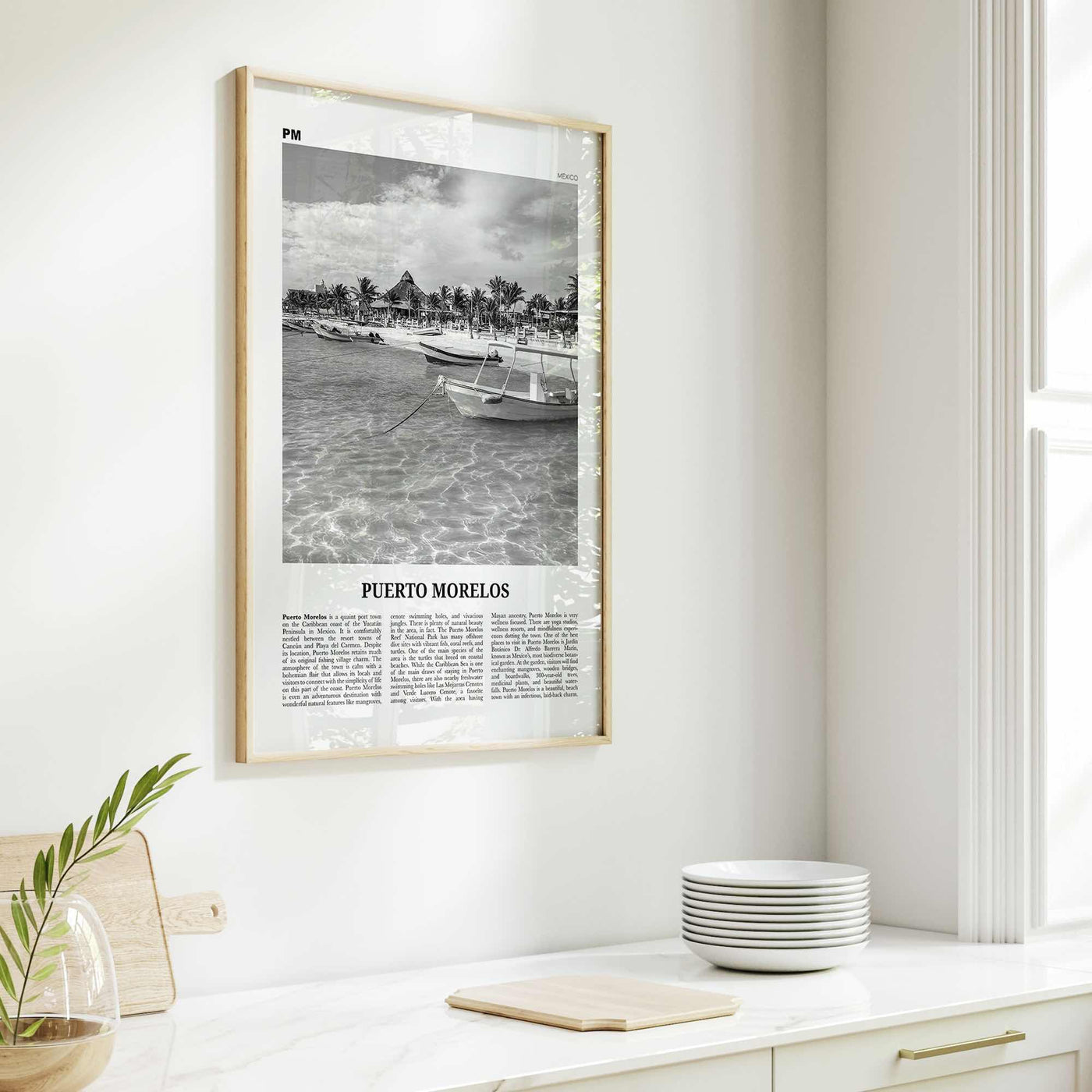 Puerto Morelos Print Black and White, Puerto Morelos Wall Art, Puerto Morelos Poster, Puerto Morelos Photo, Puerto Morelos Décor, Mexico