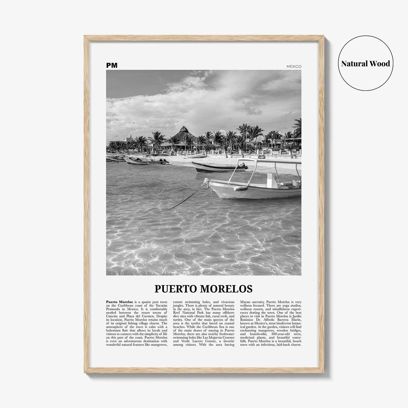 Puerto Morelos Print Black and White, Puerto Morelos Wall Art, Puerto Morelos Poster, Puerto Morelos Photo, Puerto Morelos Décor, Mexico