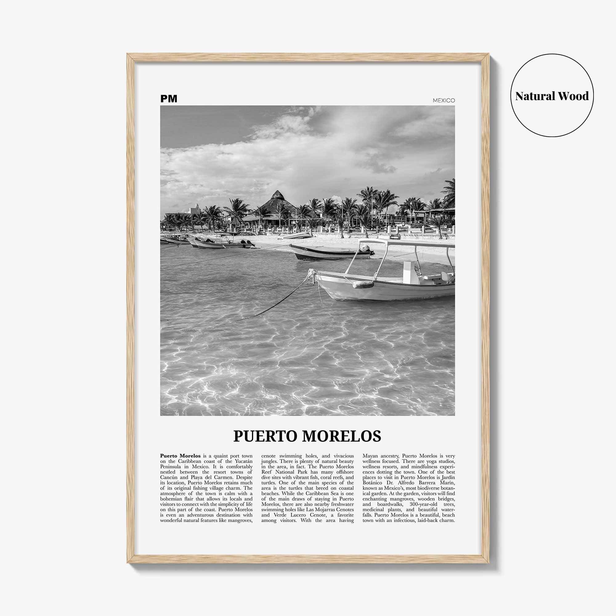 Puerto Morelos Print Black and White, Puerto Morelos Wall Art, Puerto Morelos Poster, Puerto Morelos Photo, Puerto Morelos Décor, Mexico