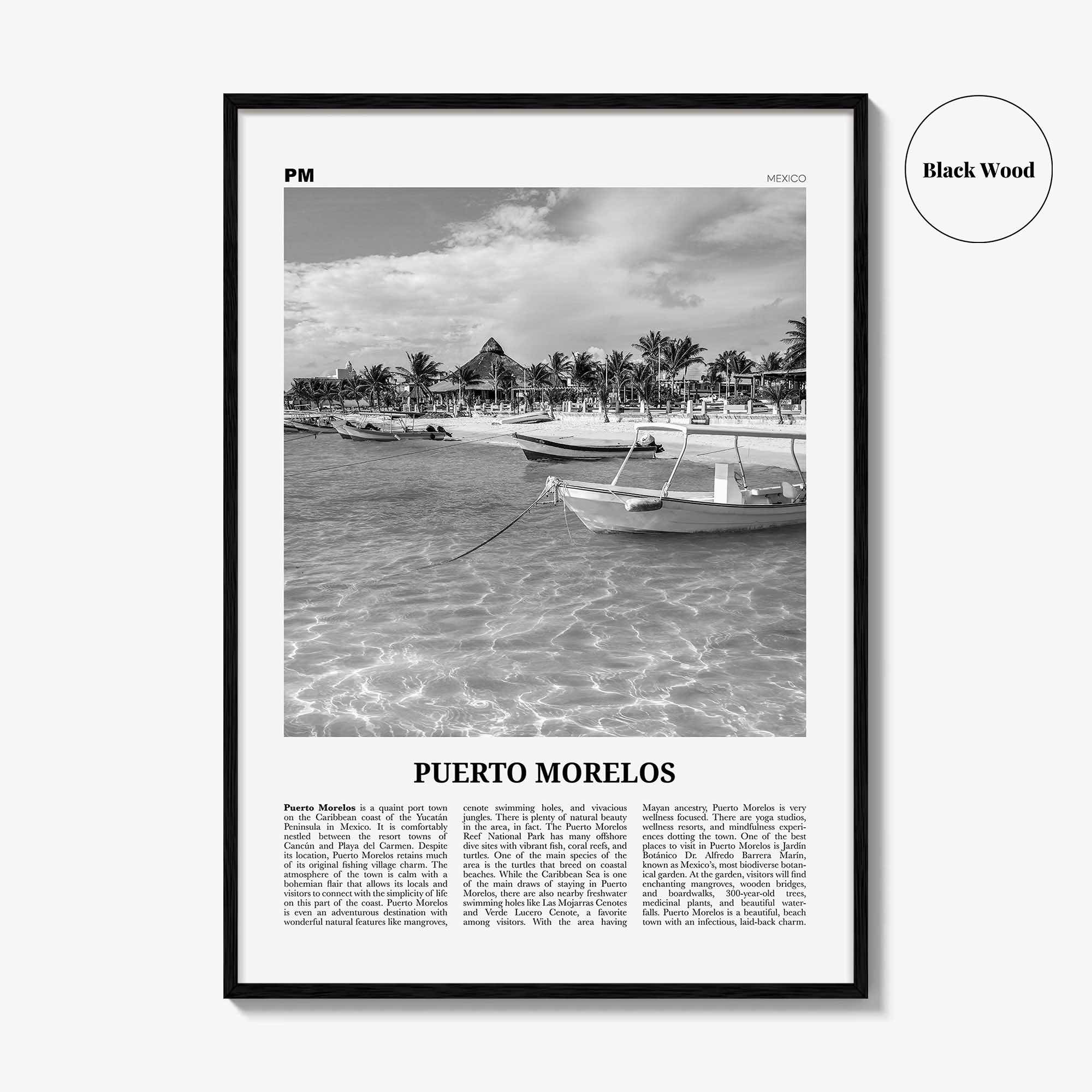 Puerto Morelos Print Black and White, Puerto Morelos Wall Art, Puerto Morelos Poster, Puerto Morelos Photo, Puerto Morelos Décor, Mexico
