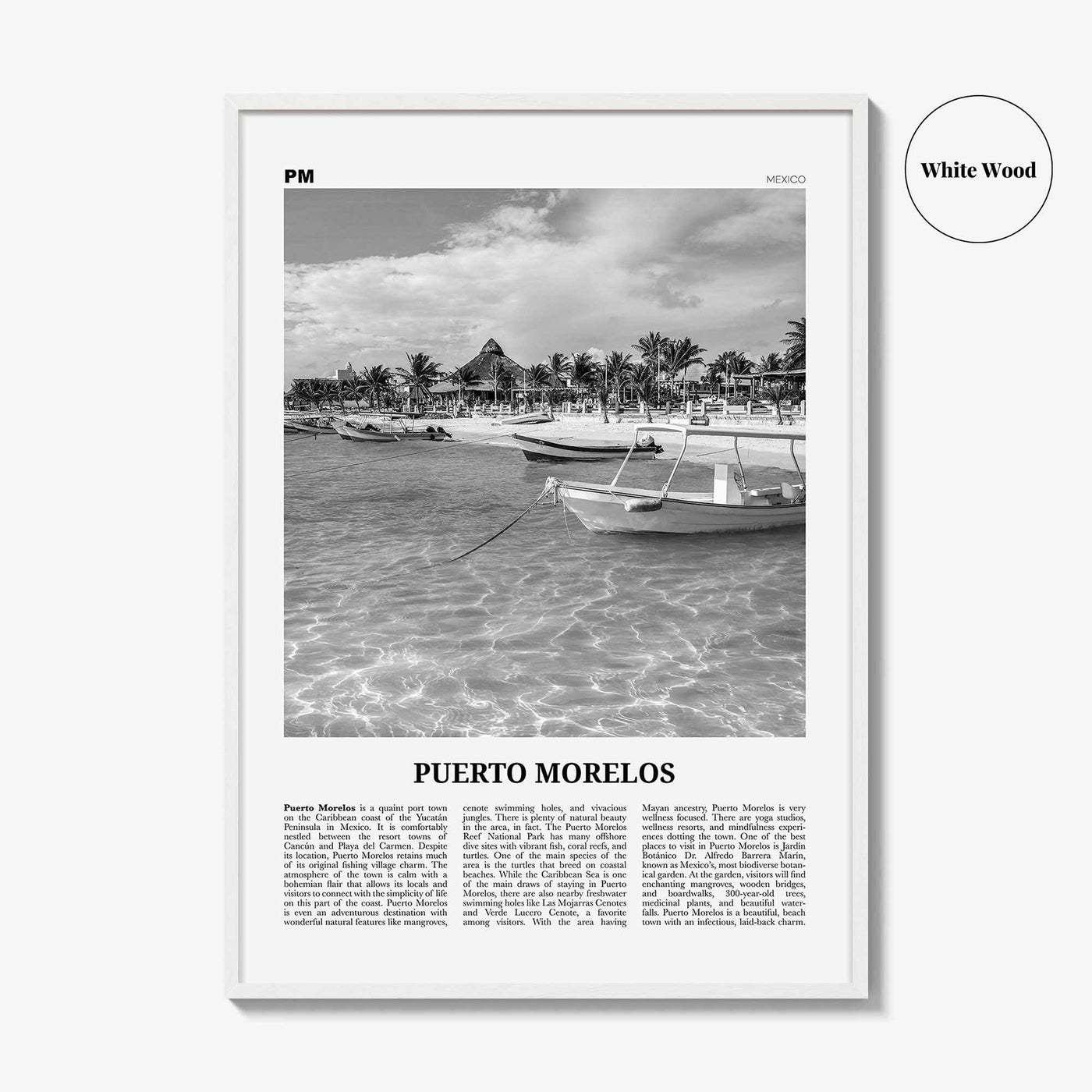 Puerto Morelos Print Black and White, Puerto Morelos Wall Art, Puerto Morelos Poster, Puerto Morelos Photo, Puerto Morelos Décor, Mexico
