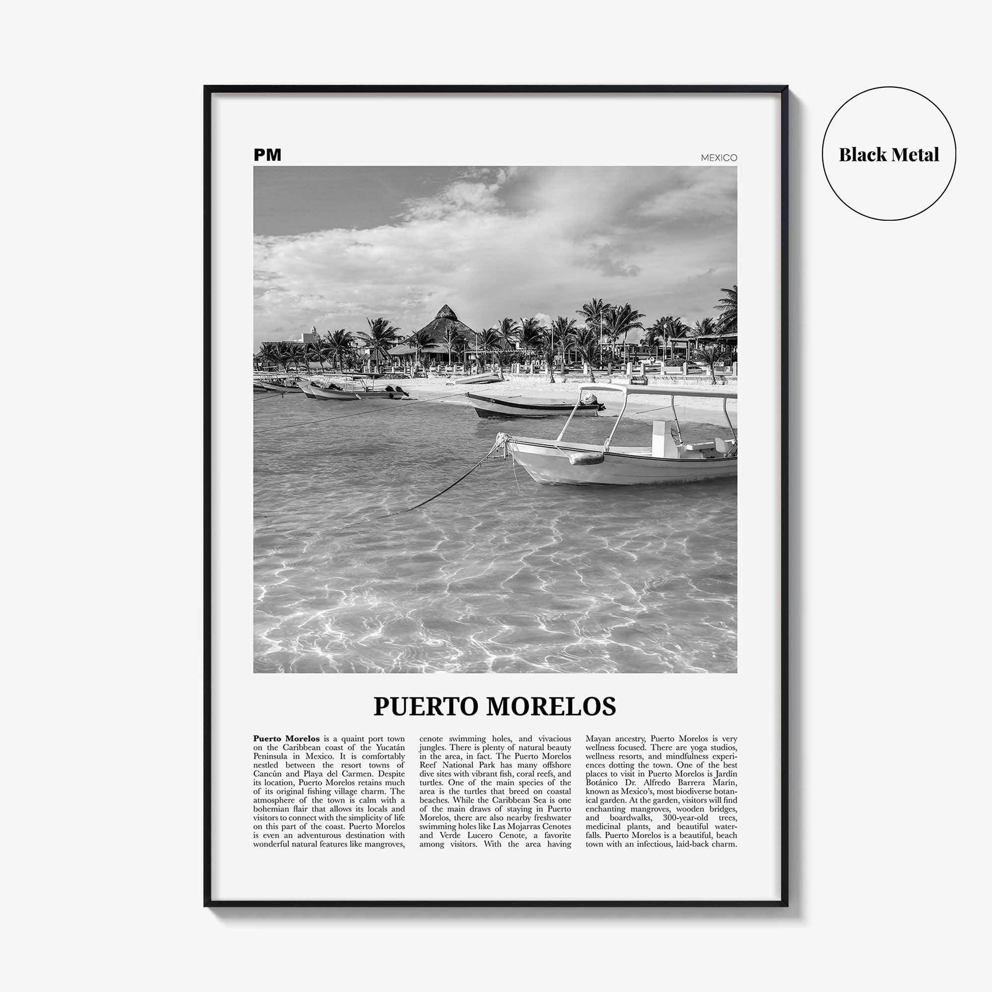 Puerto Morelos Print Black and White, Puerto Morelos Wall Art, Puerto Morelos Poster, Puerto Morelos Photo, Puerto Morelos Décor, Mexico