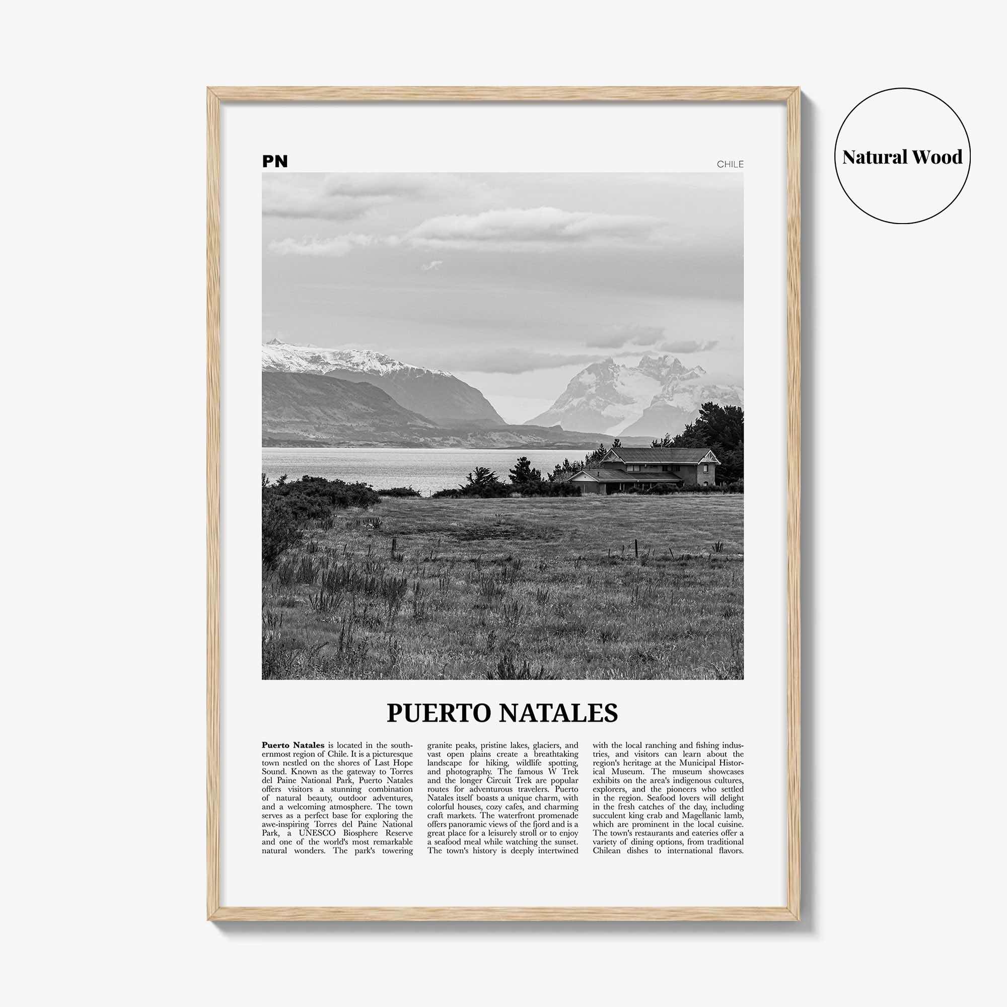 Puerto Natales Print Black and White, Puerto Natales Wall Art, Puerto Natales Poster, Puerto Natales Photo, Puerto Natales Wall Décor, Chile