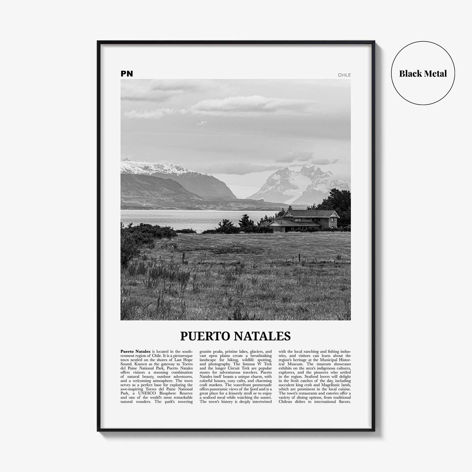 Puerto Natales Print Black and White, Puerto Natales Wall Art, Puerto Natales Poster, Puerto Natales Photo, Puerto Natales Wall Décor, Chile