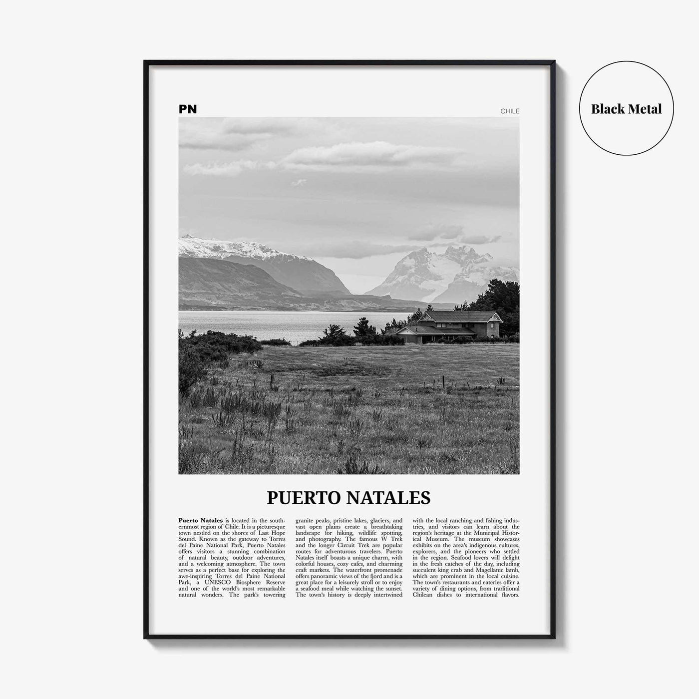Puerto Natales Print Black and White, Puerto Natales Wall Art, Puerto Natales Poster, Puerto Natales Photo, Puerto Natales Wall Décor, Chile