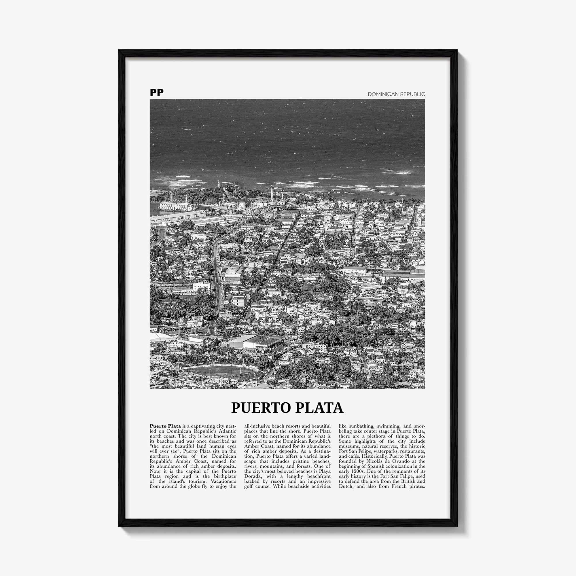 Puerto Plata Print Black and White, Puerto Plata Wall Art, Puerto Plata Poster, Puerto Plata Photo, Puerto Plata Décor, Dominican Republic