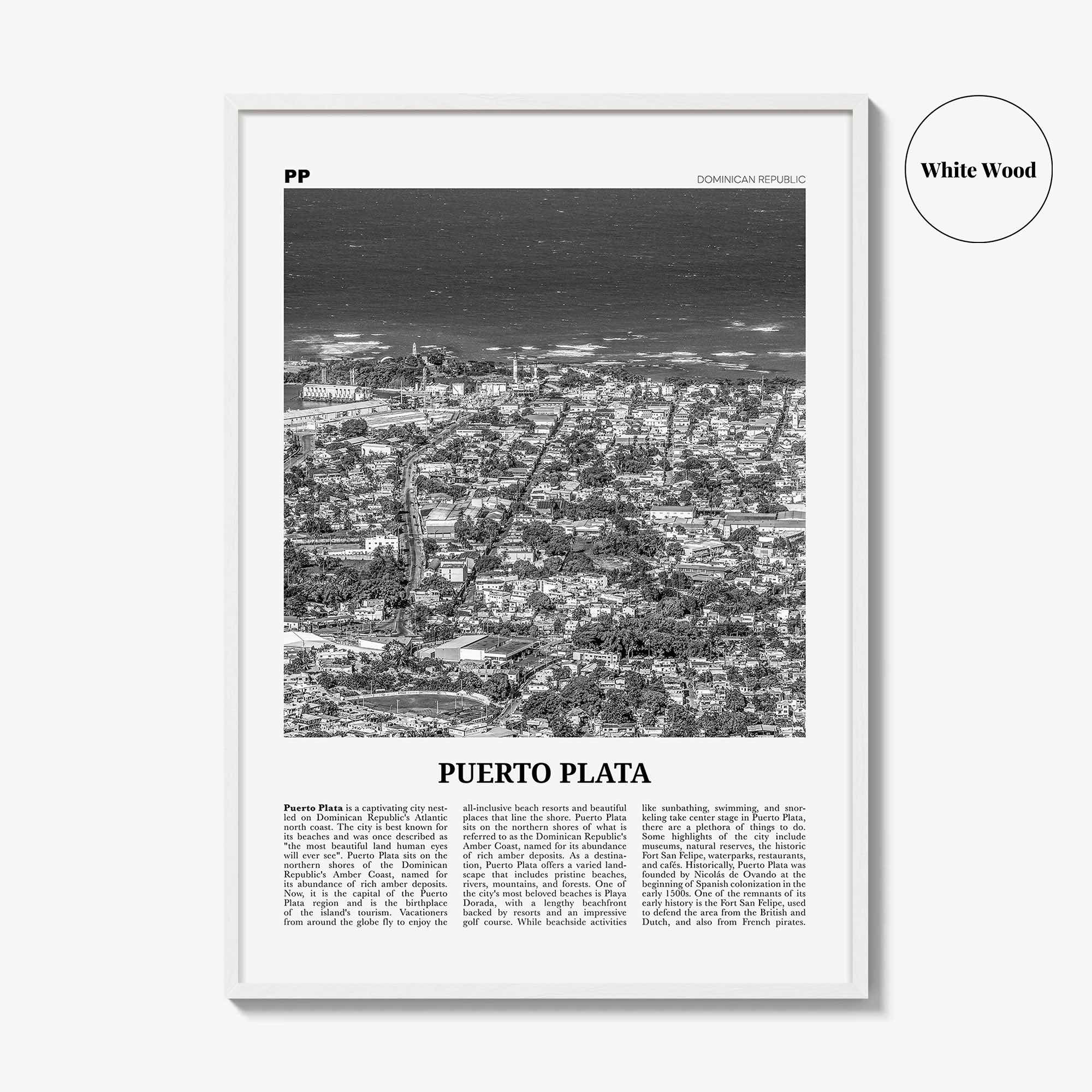 Puerto Plata Print Black and White, Puerto Plata Wall Art, Puerto Plata Poster, Puerto Plata Photo, Puerto Plata Décor, Dominican Republic