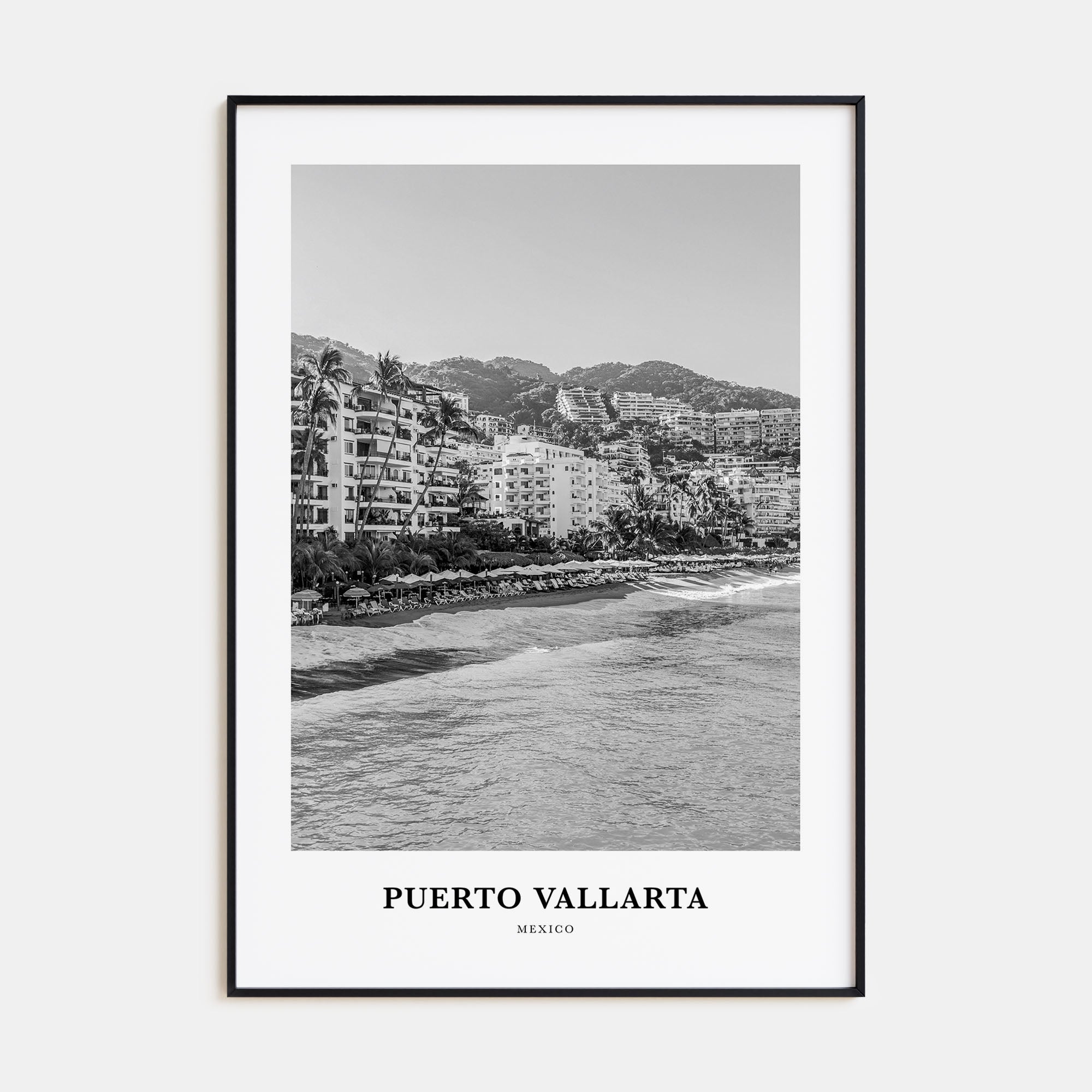 Puerto Vallarta Portrait B&W Poster