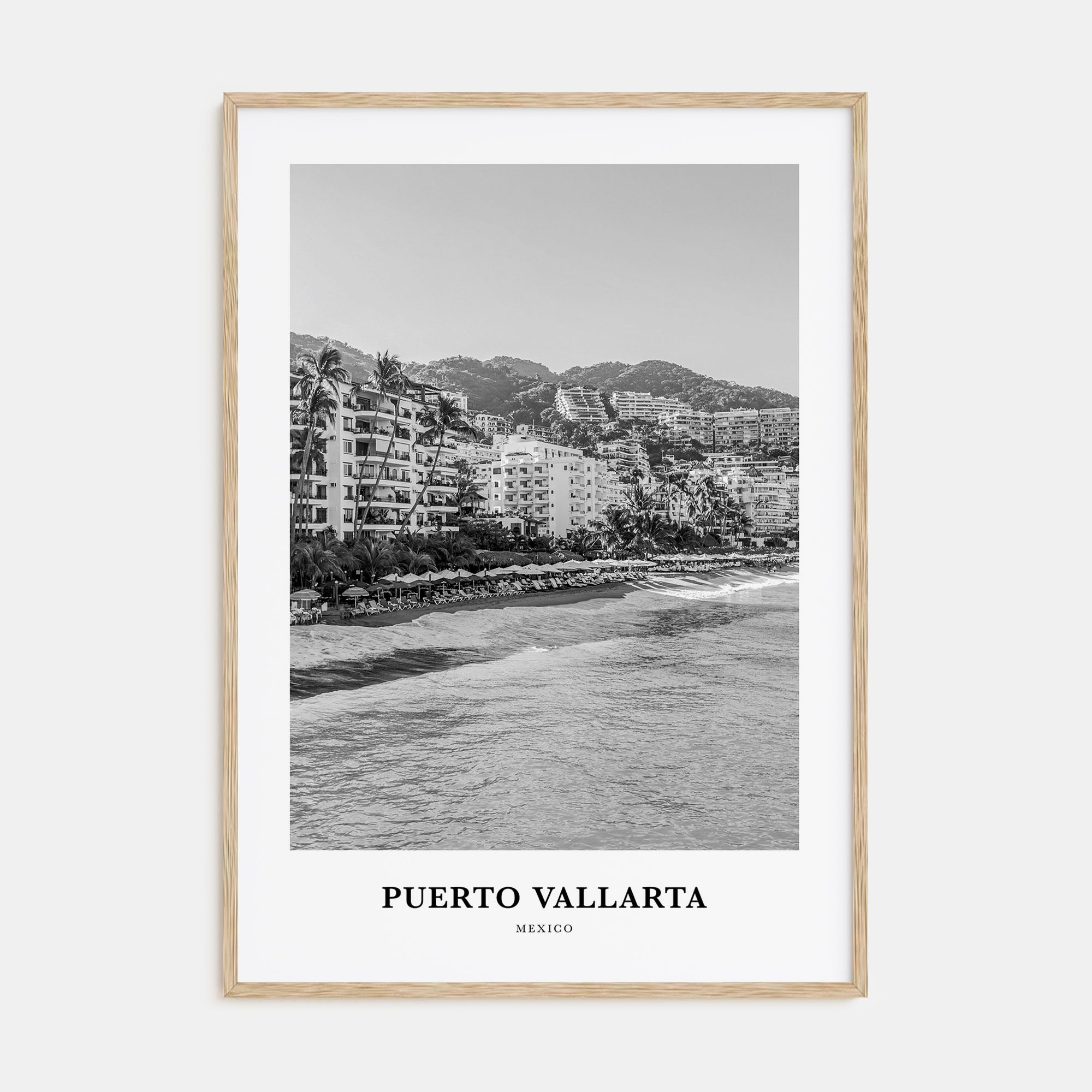 Puerto Vallarta Portrait B&W Poster