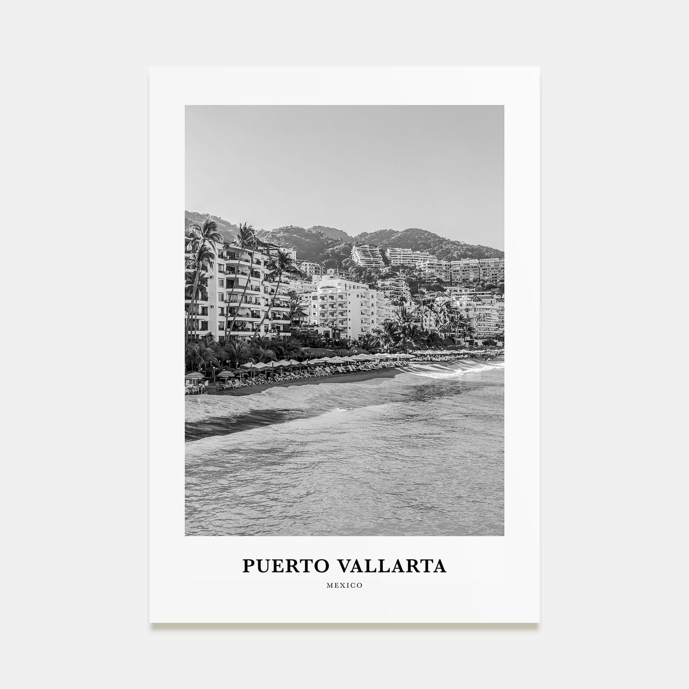 Puerto Vallarta Portrait B&W Poster