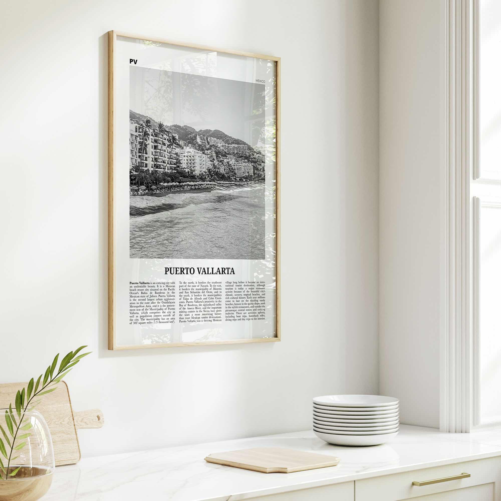 Puerto Vallarta Print Black and White, Puerto Vallarta Wall Art, Puerto Vallarta Poster, Puerto Vallarta Photo, Mexico