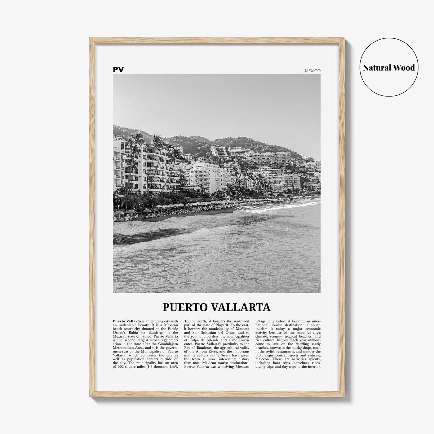 Puerto Vallarta Print Black and White, Puerto Vallarta Wall Art, Puerto Vallarta Poster, Puerto Vallarta Photo, Mexico
