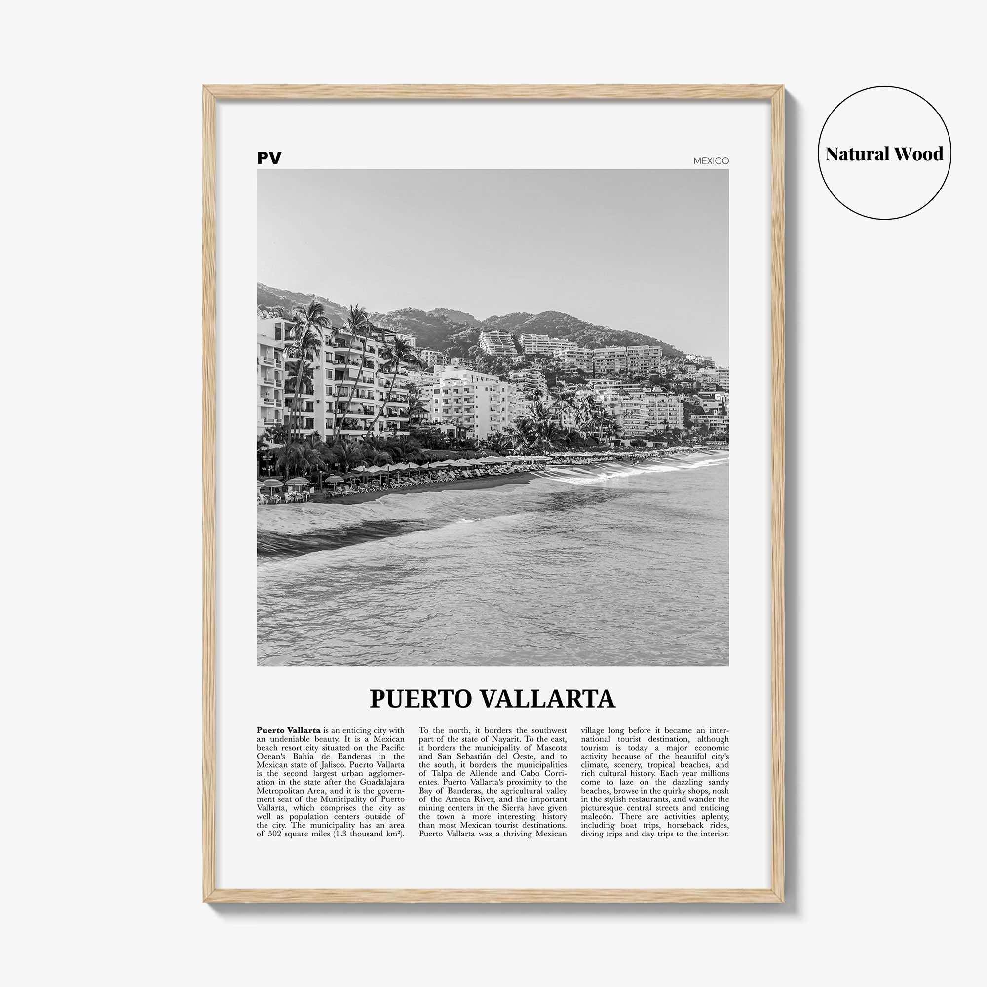 Puerto Vallarta Print Black and White, Puerto Vallarta Wall Art, Puerto Vallarta Poster, Puerto Vallarta Photo, Mexico