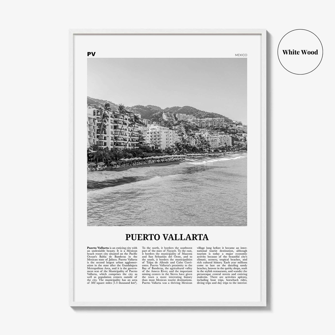 Puerto Vallarta Print Black and White, Puerto Vallarta Wall Art, Puerto Vallarta Poster, Puerto Vallarta Photo, Mexico