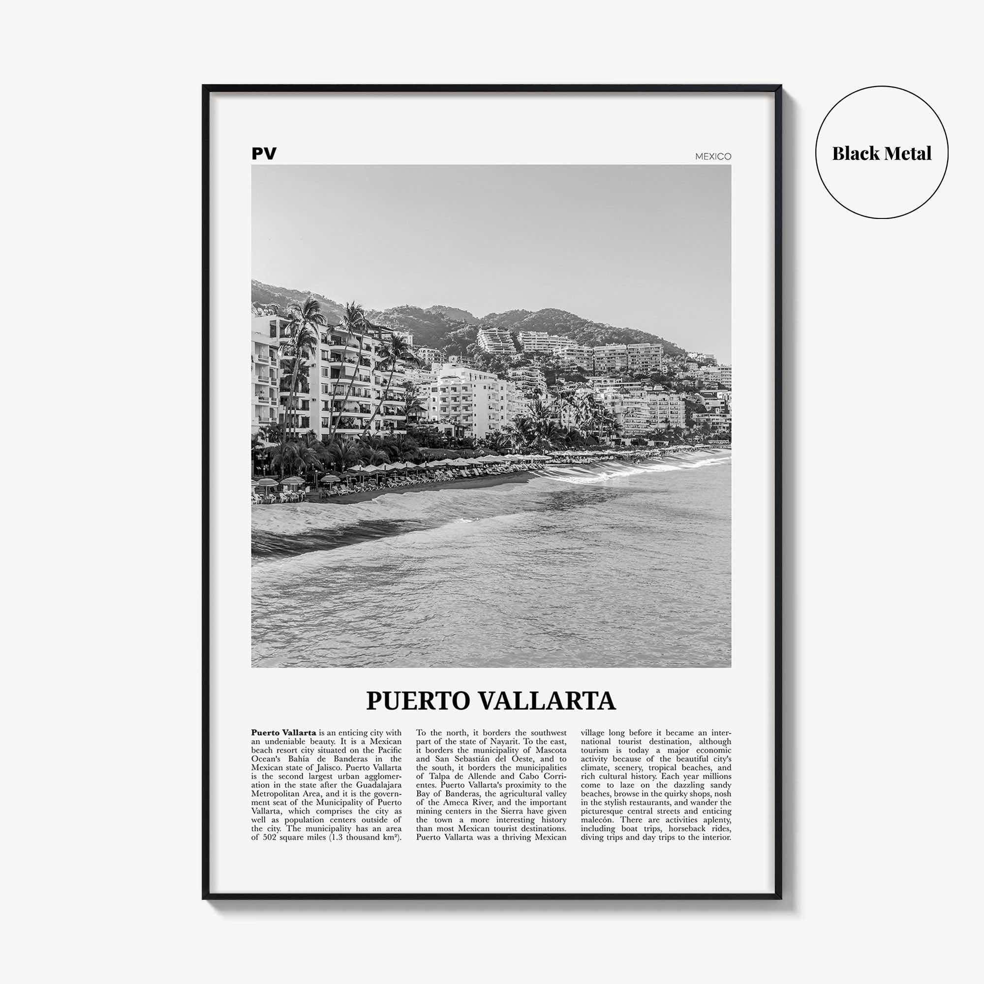 Puerto Vallarta Print Black and White, Puerto Vallarta Wall Art, Puerto Vallarta Poster, Puerto Vallarta Photo, Mexico
