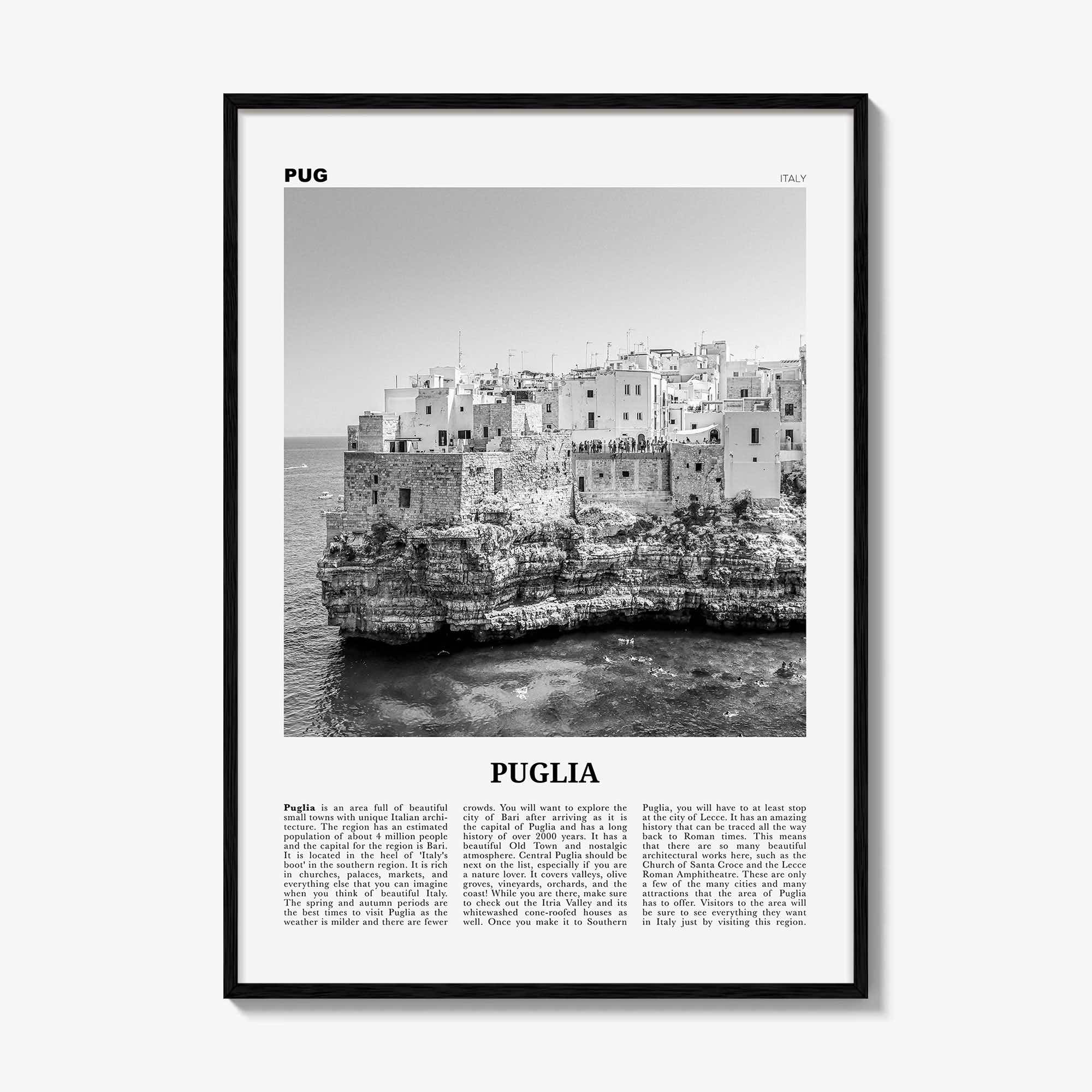 Puglia Print Black and White, Puglia Wall Art, Puglia Poster, Puglia Photo, Puglia Wall Décor, Apulia, Italy, Bari