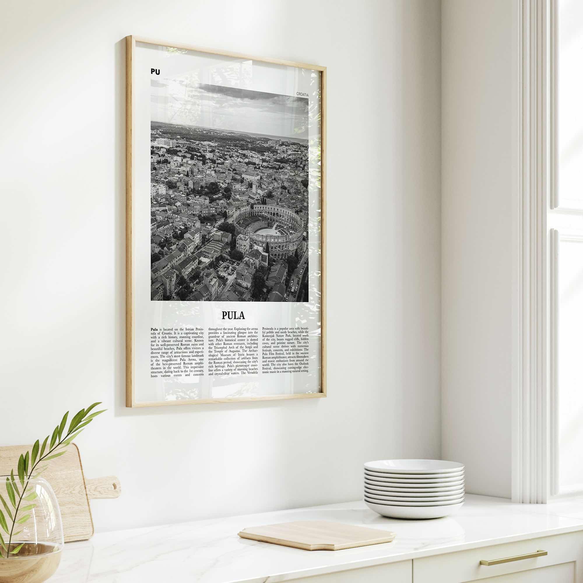 Pula Print Black and White, Pula Wall Art, Pula Poster, Pula Photo, Pula Wall Décor, Pula Map, Croatia