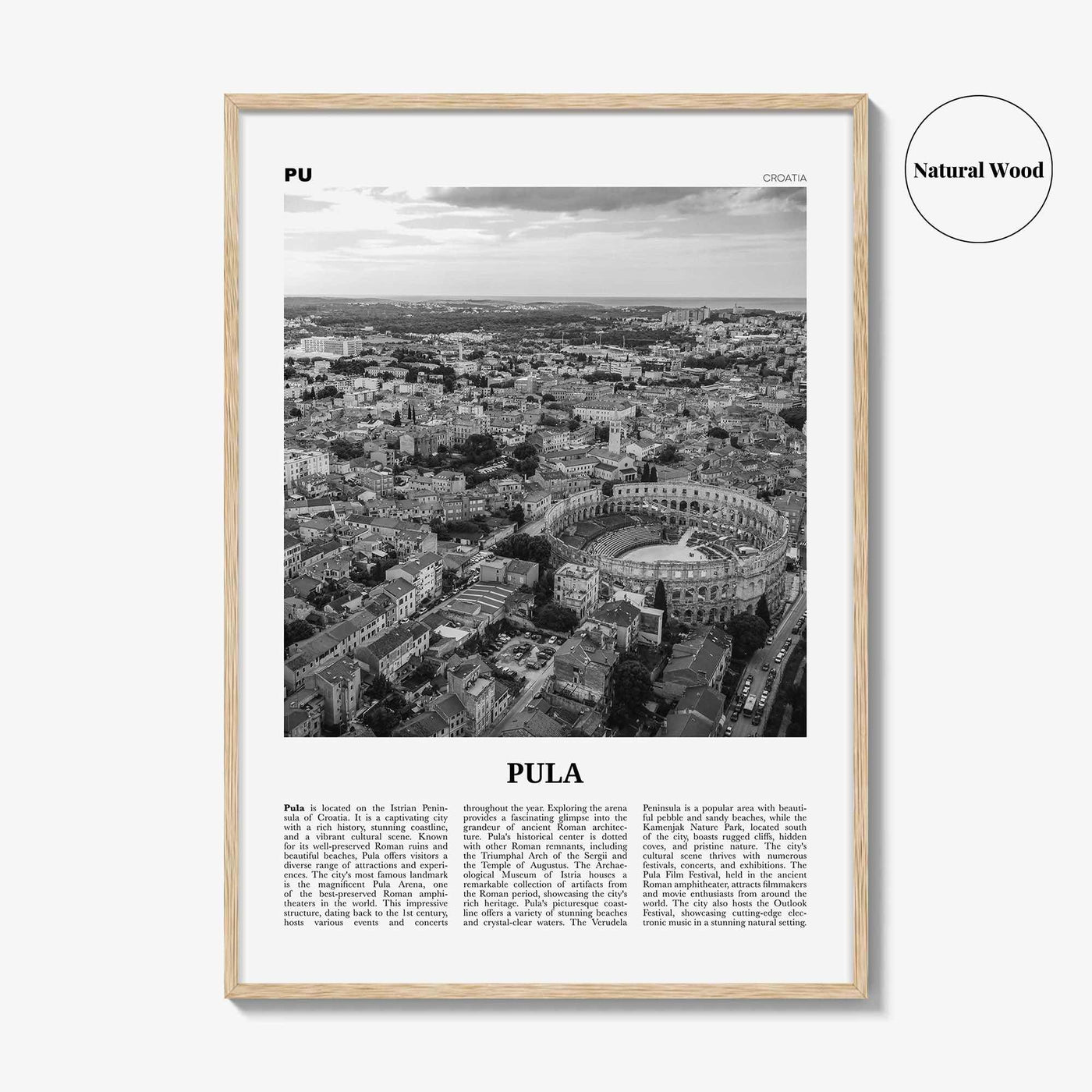 Pula Print Black and White, Pula Wall Art, Pula Poster, Pula Photo, Pula Wall Décor, Pula Map, Croatia