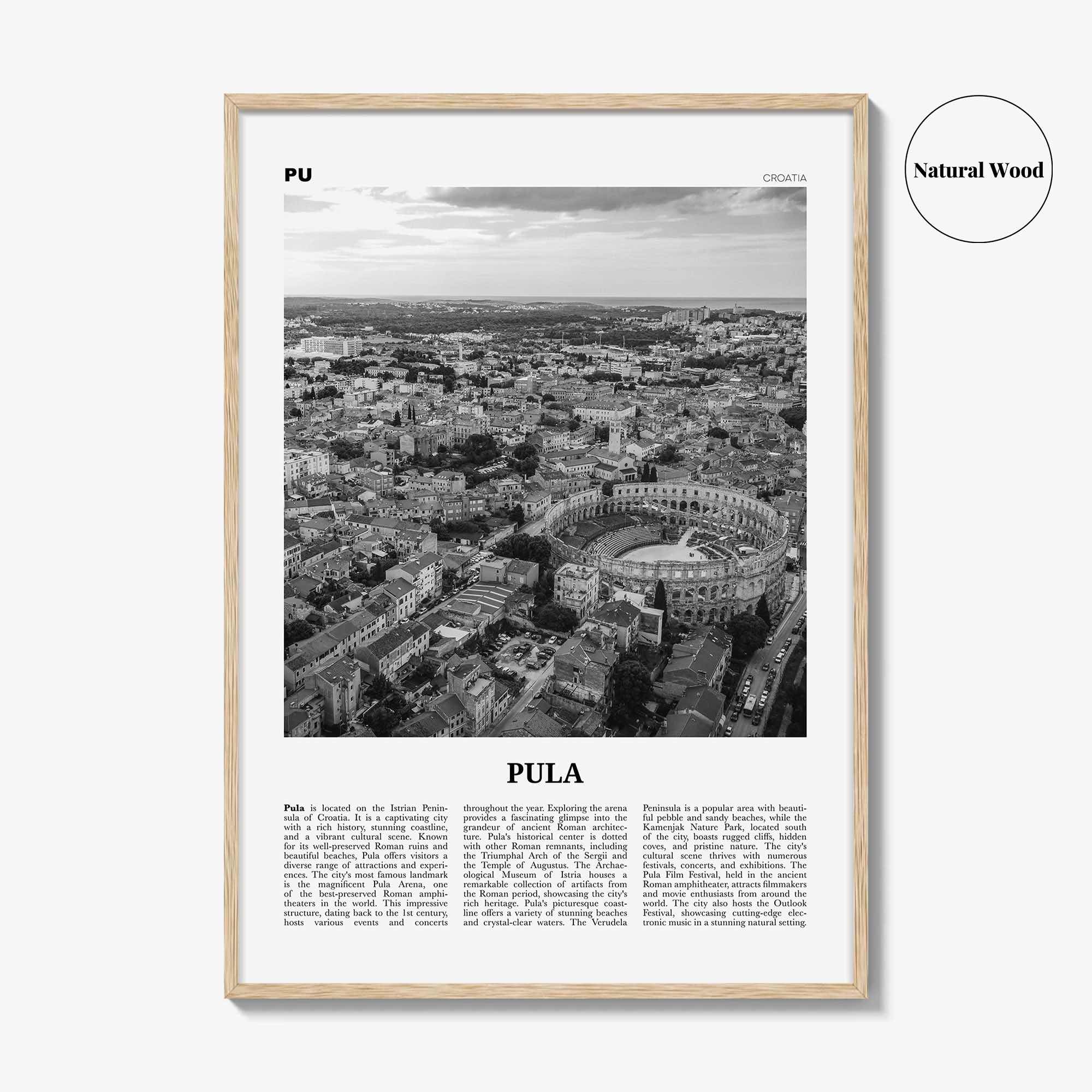 Pula Print Black and White, Pula Wall Art, Pula Poster, Pula Photo, Pula Wall Décor, Pula Map, Croatia