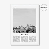 Pullman Print Black and White, Pullman Wall Art, Pullman Poster, Pullman Photo, Pullman Map, Washington, USA, United States