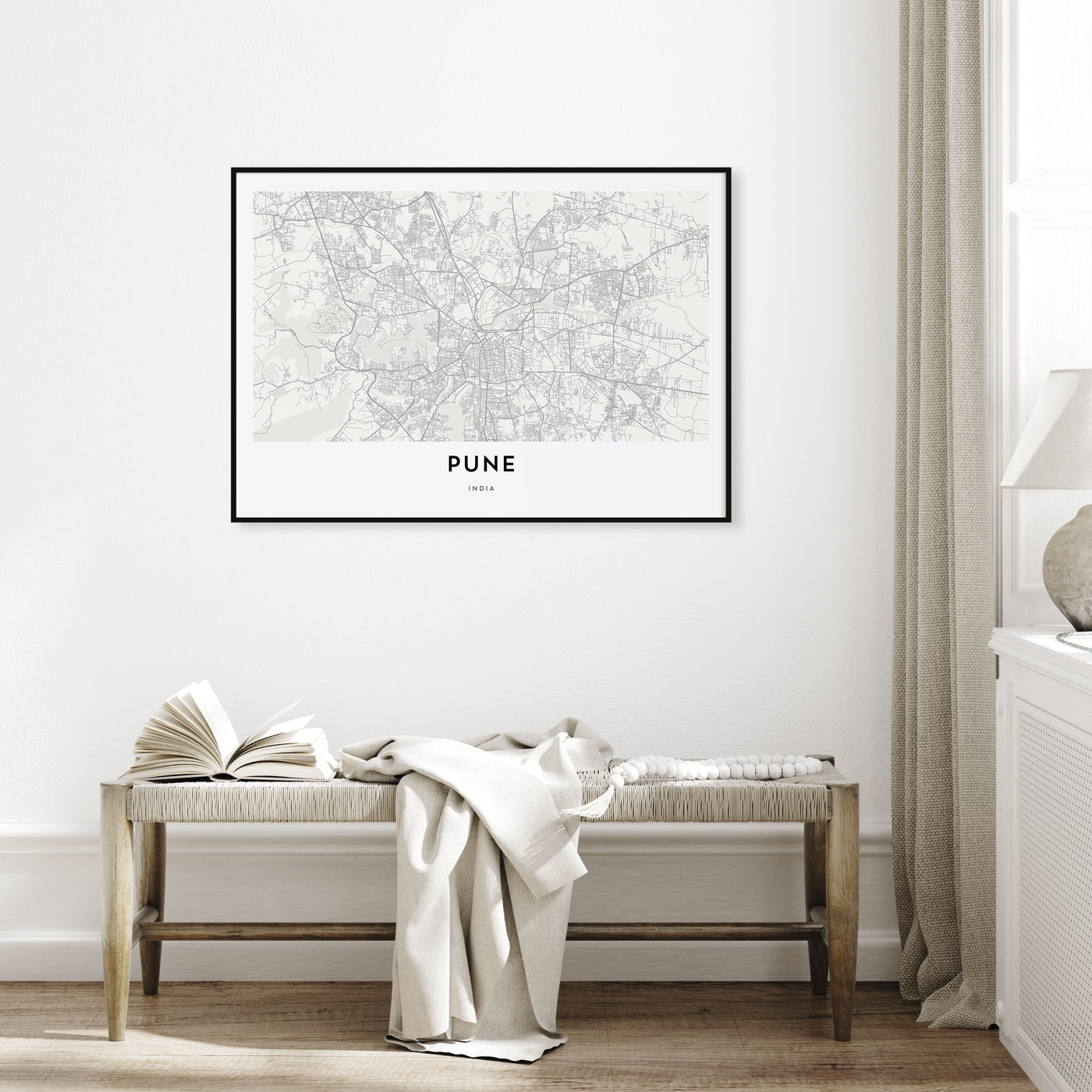 Pune Map Landscape Poster