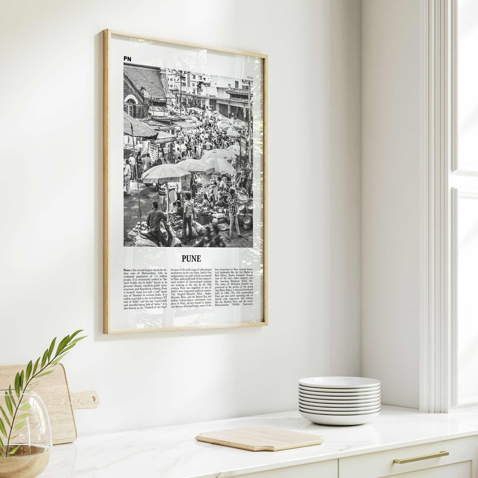 Pune Print Black and White, Pune Wall Art, Pune Poster, Pune Photo, Pune Wall Décor, Poona, India, Maharashtra