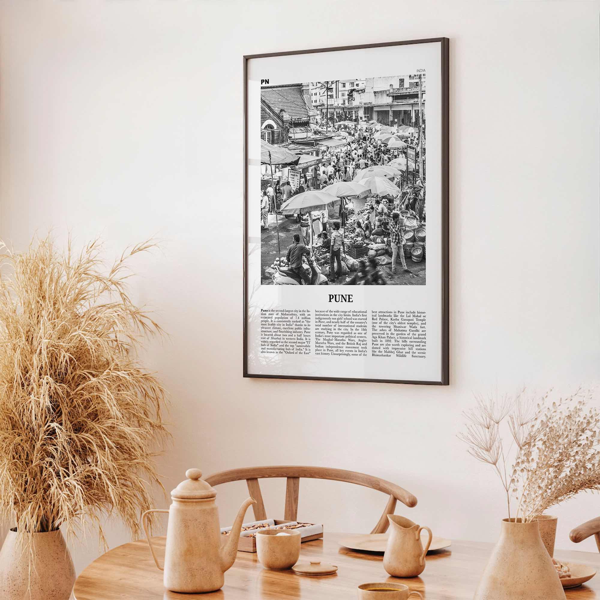 Pune Print Black and White, Pune Wall Art, Pune Poster, Pune Photo, Pune Wall Décor, Poona, India, Maharashtra