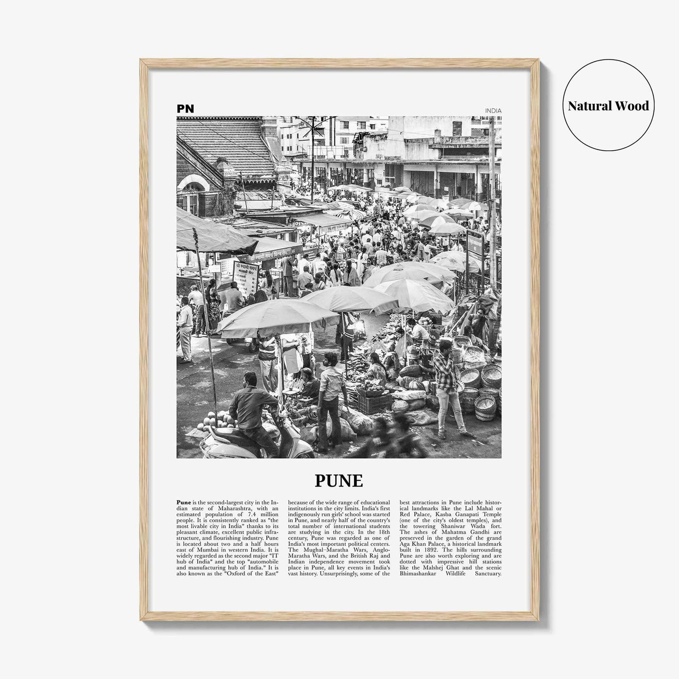 Pune Print Black and White, Pune Wall Art, Pune Poster, Pune Photo, Pune Wall Décor, Poona, India, Maharashtra