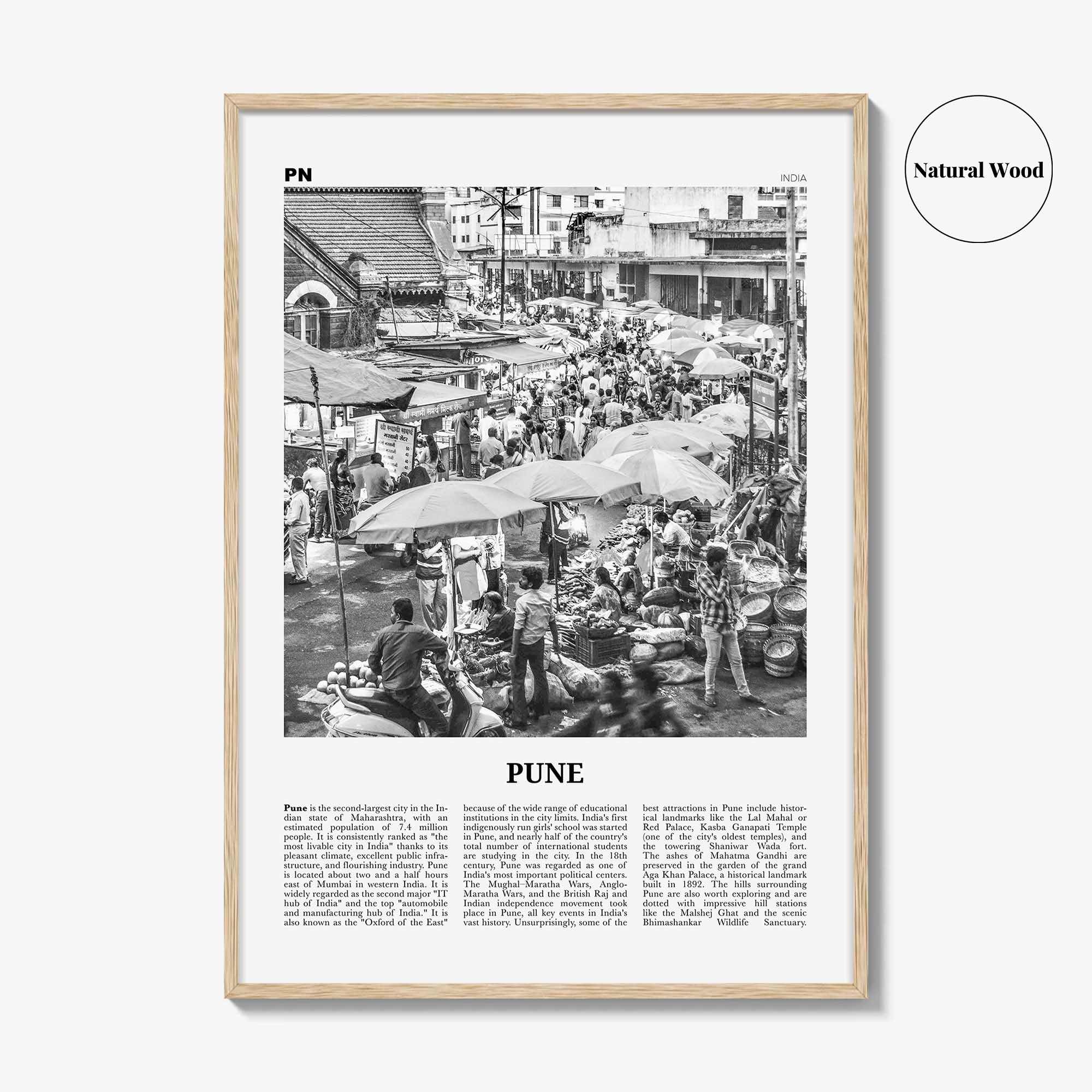 Pune Print Black and White, Pune Wall Art, Pune Poster, Pune Photo, Pune Wall Décor, Poona, India, Maharashtra