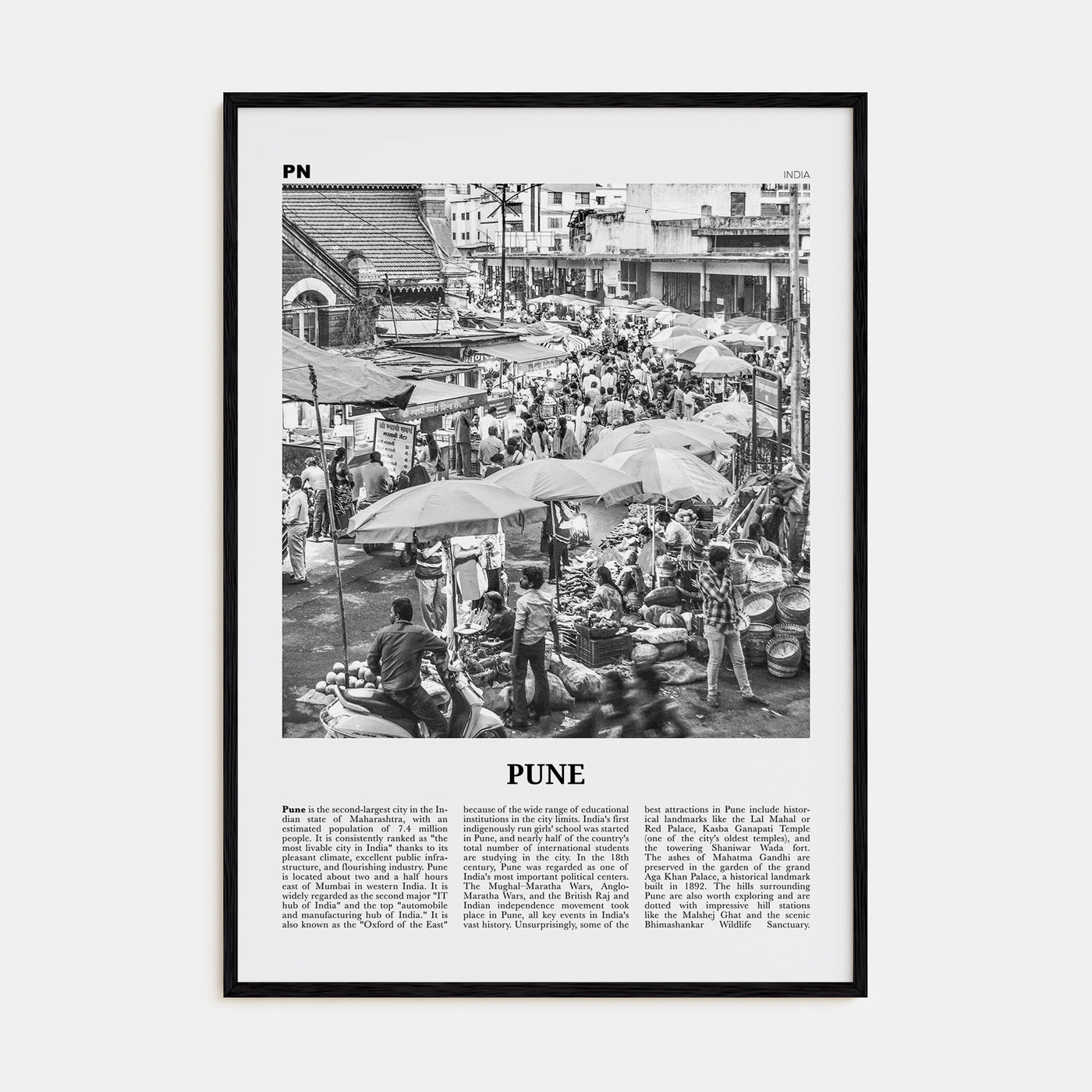 Pune Travel B&W Poster