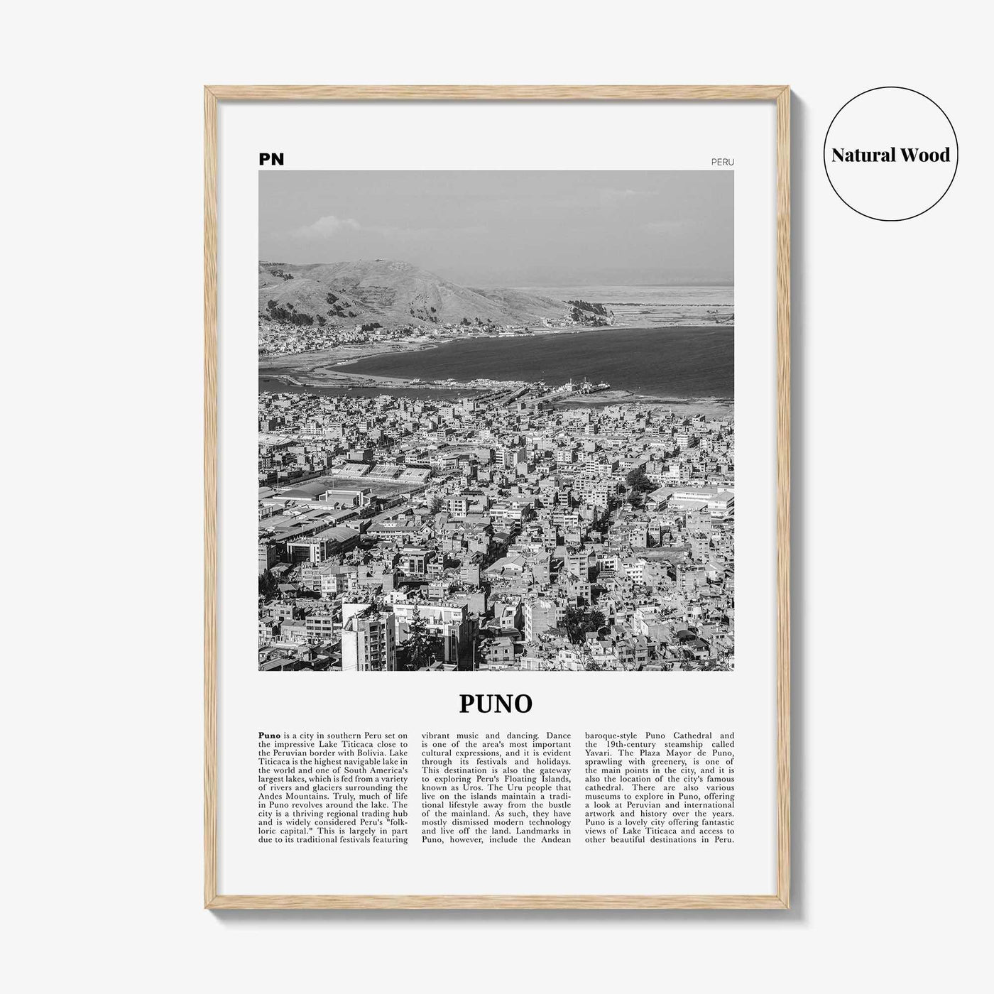 Puno Print Black and White, Puno Wall Art, Puno Poster, Puno Photo, Puno Wall Décor, Puno Map, Peru