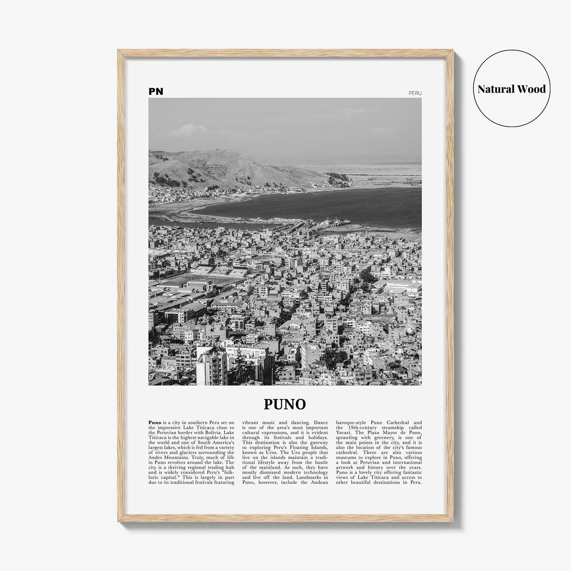 Puno Print Black and White, Puno Wall Art, Puno Poster, Puno Photo, Puno Wall Décor, Puno Map, Peru