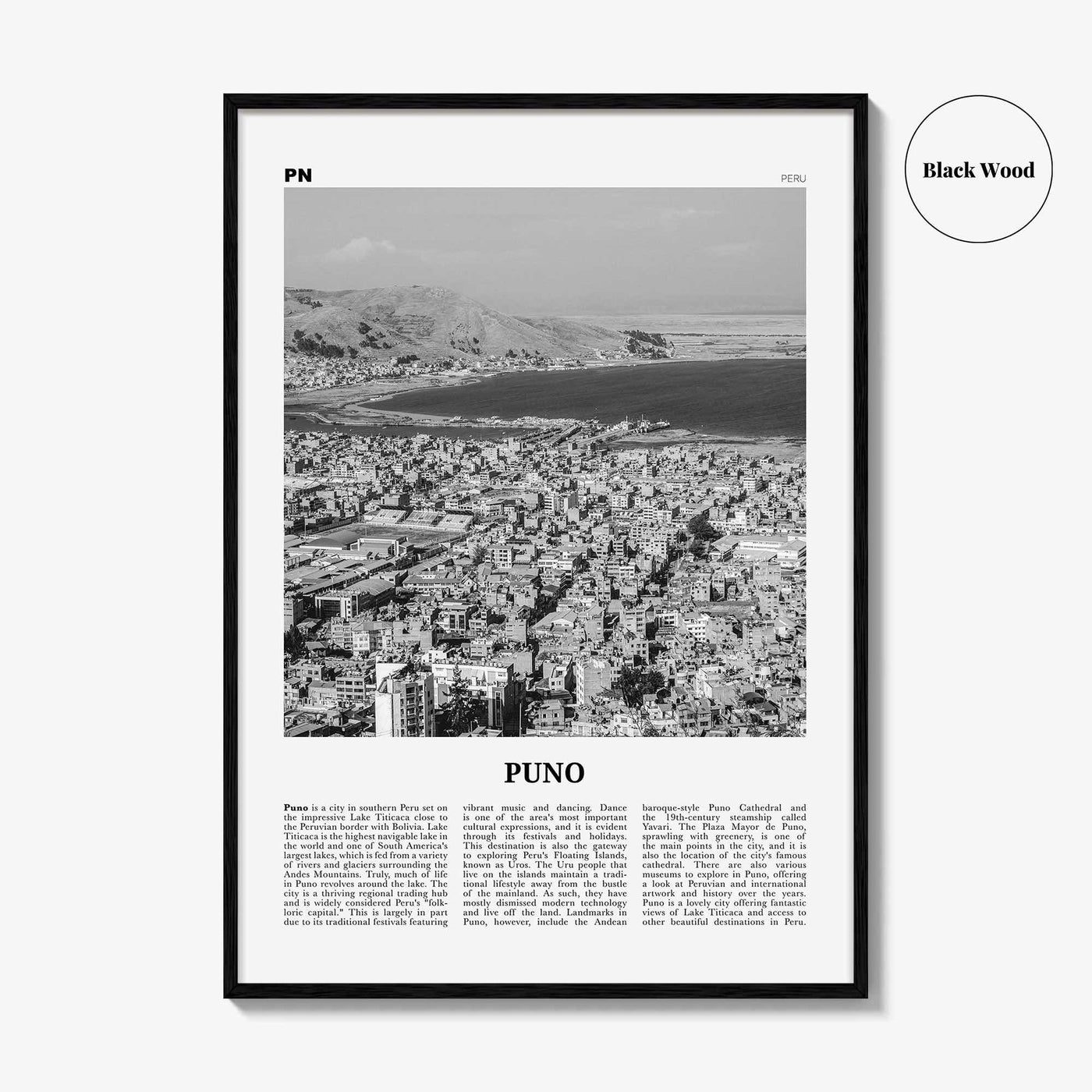 Puno Print Black and White, Puno Wall Art, Puno Poster, Puno Photo, Puno Wall Décor, Puno Map, Peru