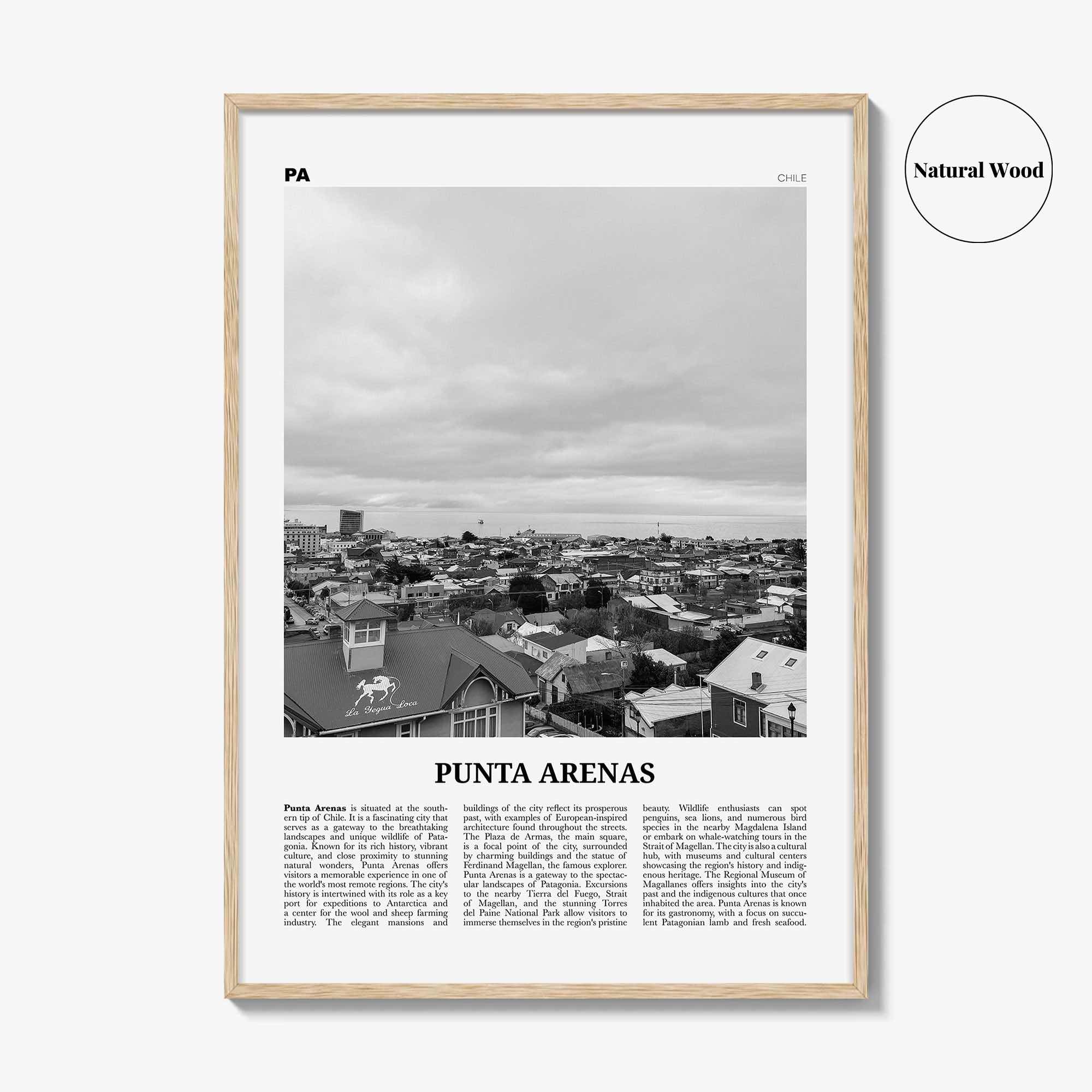 Punta Arenas Print Black and White, Punta Arenas Wall Art, Punta Arenas Poster, Punta Arenas Photo, Punta Arenas Wall Décor, Chile