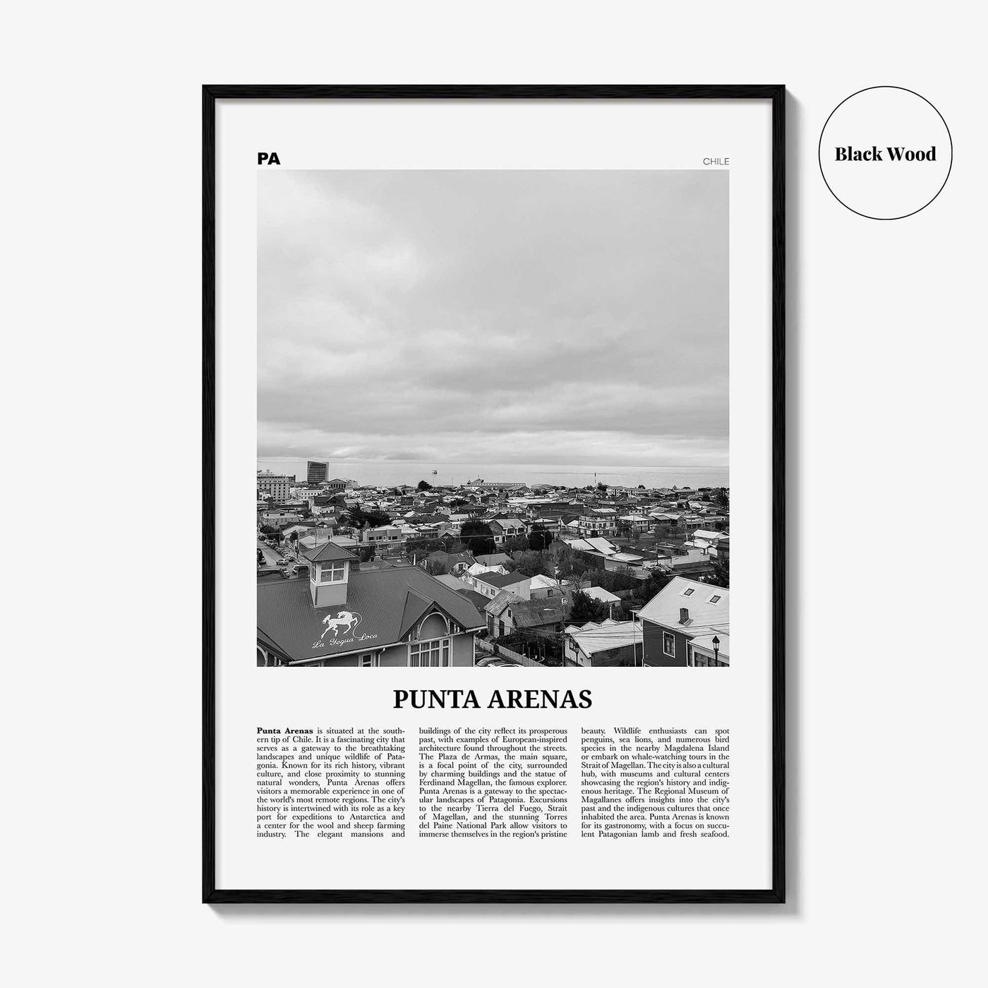 Punta Arenas Print Black and White, Punta Arenas Wall Art, Punta Arenas Poster, Punta Arenas Photo, Punta Arenas Wall Décor, Chile