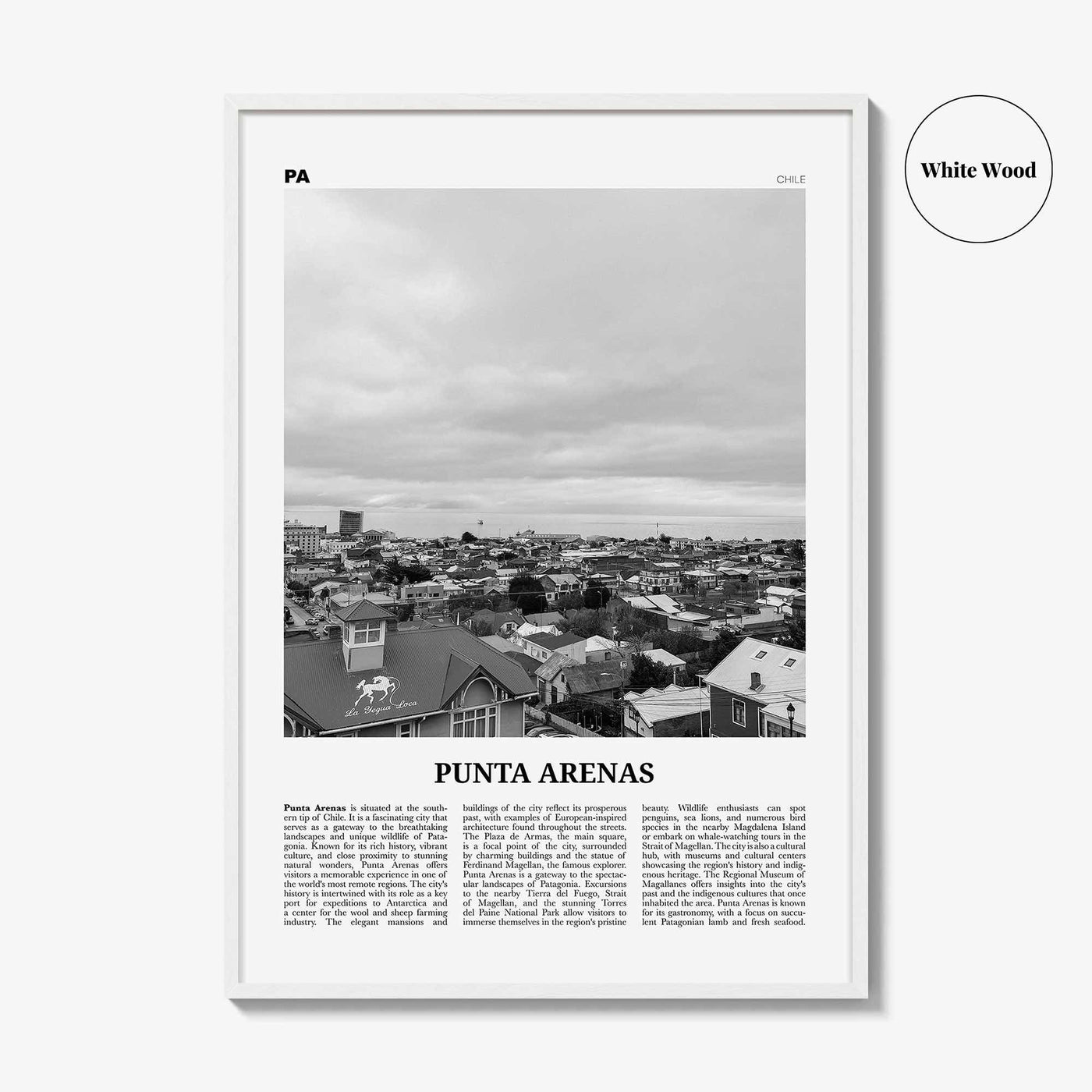 Punta Arenas Print Black and White, Punta Arenas Wall Art, Punta Arenas Poster, Punta Arenas Photo, Punta Arenas Wall Décor, Chile