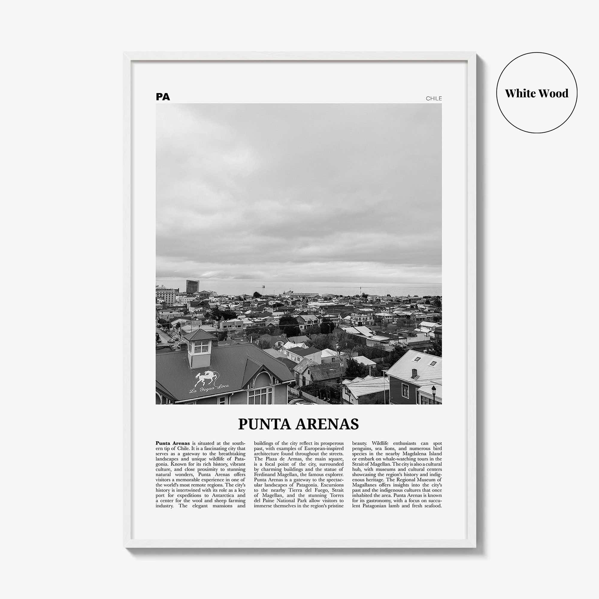 Punta Arenas Print Black and White, Punta Arenas Wall Art, Punta Arenas Poster, Punta Arenas Photo, Punta Arenas Wall Décor, Chile