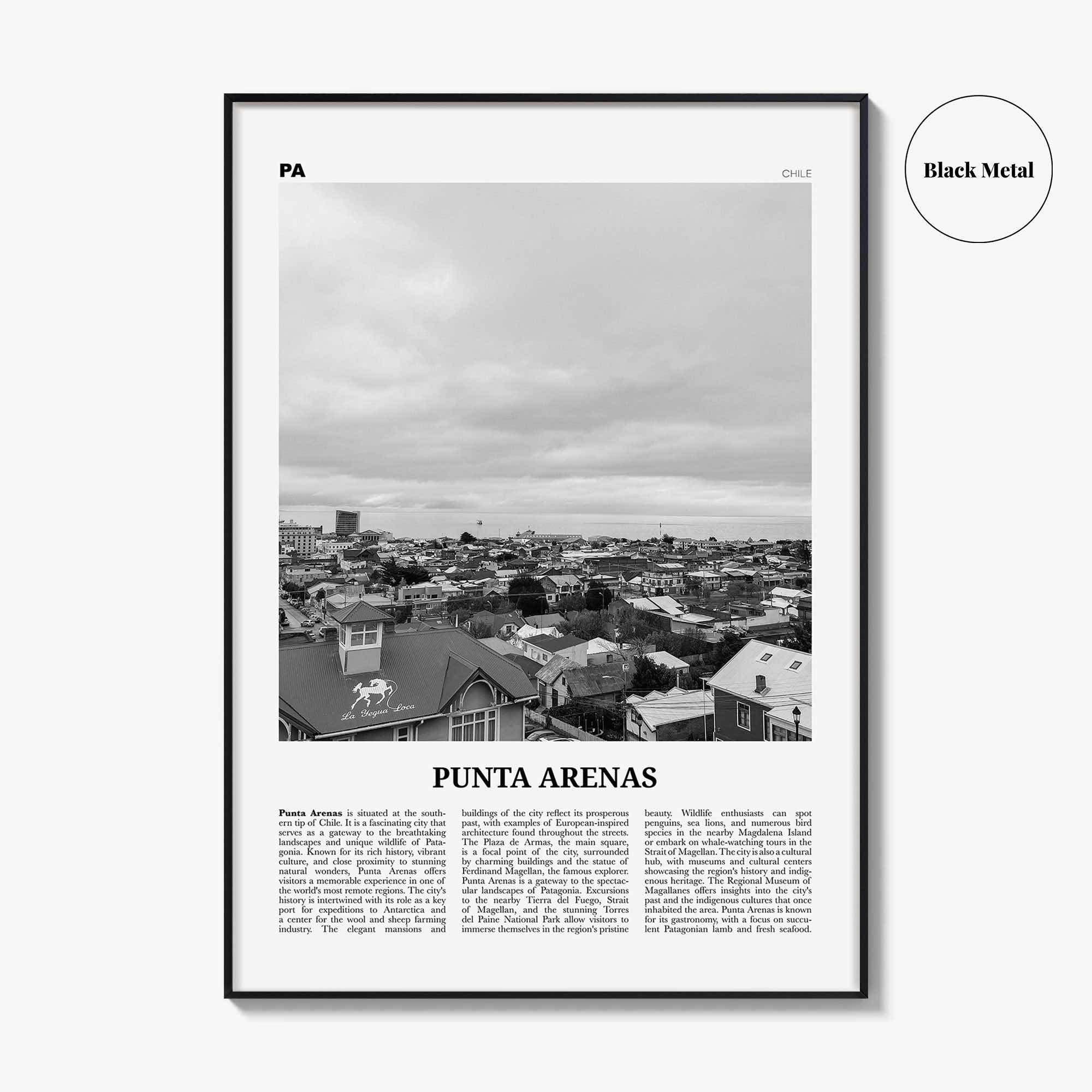 Punta Arenas Print Black and White, Punta Arenas Wall Art, Punta Arenas Poster, Punta Arenas Photo, Punta Arenas Wall Décor, Chile