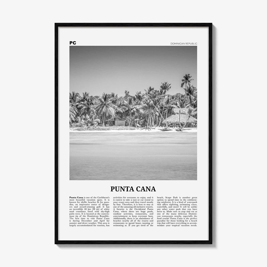 Punta Cana Print Black and White, Punta Cana Wall Art, Punta Cana Poster, Punta Cana Photo, Punta Cana Wall Décor, Dominican Republic