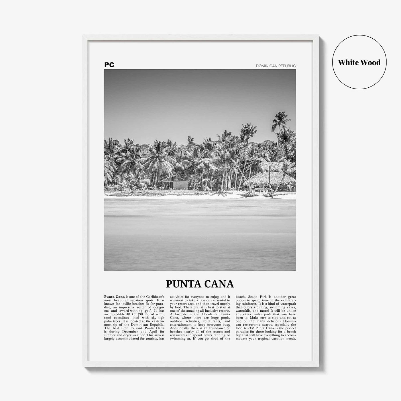 Punta Cana Print Black and White, Punta Cana Wall Art, Punta Cana Poster, Punta Cana Photo, Punta Cana Wall Décor, Dominican Republic