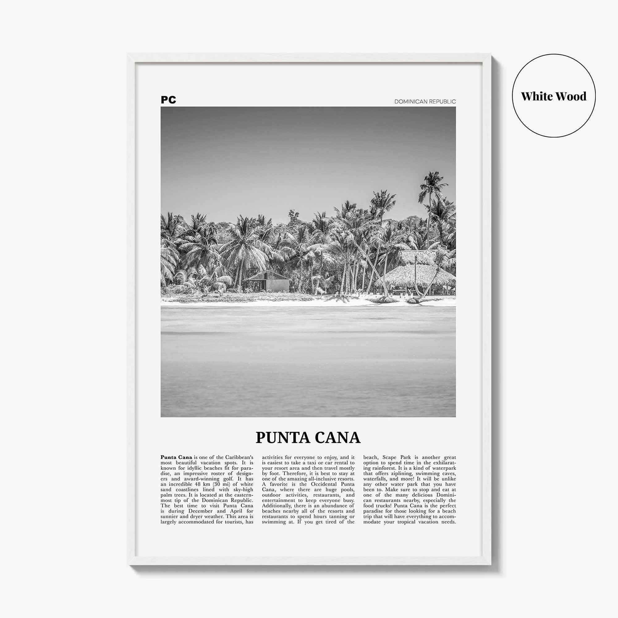 Punta Cana Print Black and White, Punta Cana Wall Art, Punta Cana Poster, Punta Cana Photo, Punta Cana Wall Décor, Dominican Republic