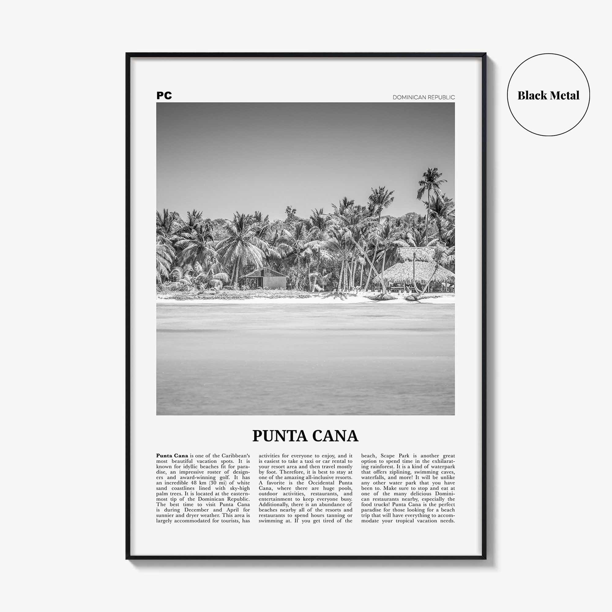 Punta Cana Print Black and White, Punta Cana Wall Art, Punta Cana Poster, Punta Cana Photo, Punta Cana Wall Décor, Dominican Republic