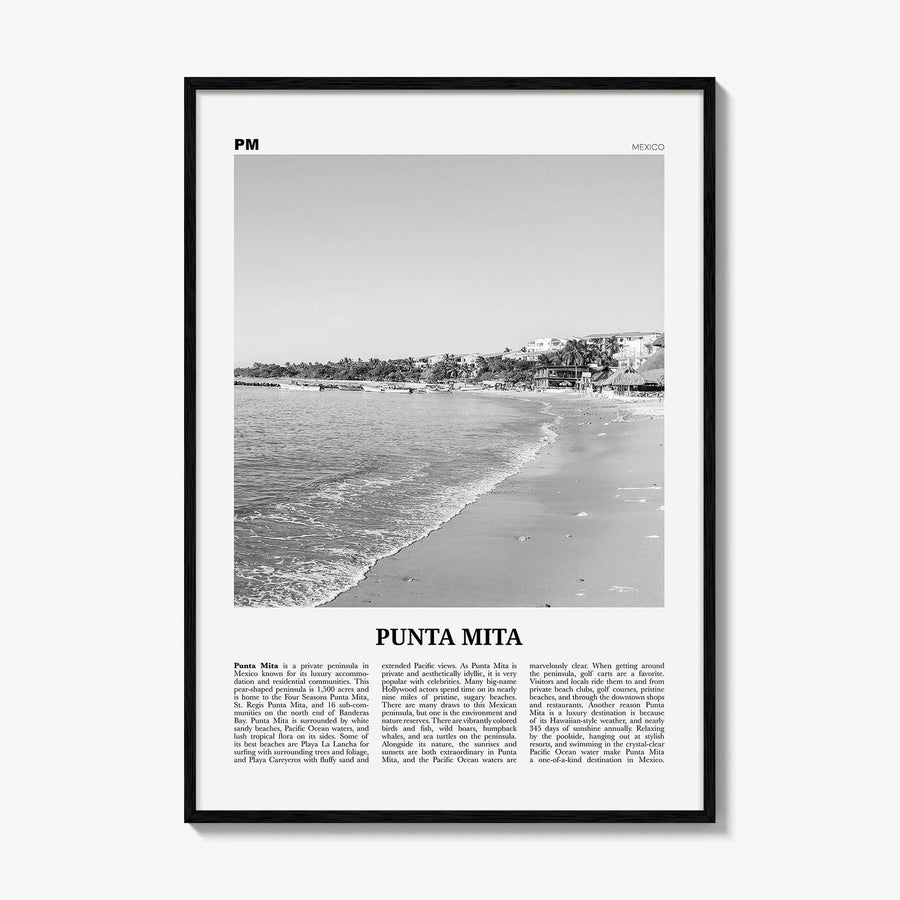 Punta Mita Print Black and White, Punta Mita Wall Art, Punta Mita Poster, Punta Mita Photo, Punta Mita Wall Décor, Punta Mita Map, Mexico