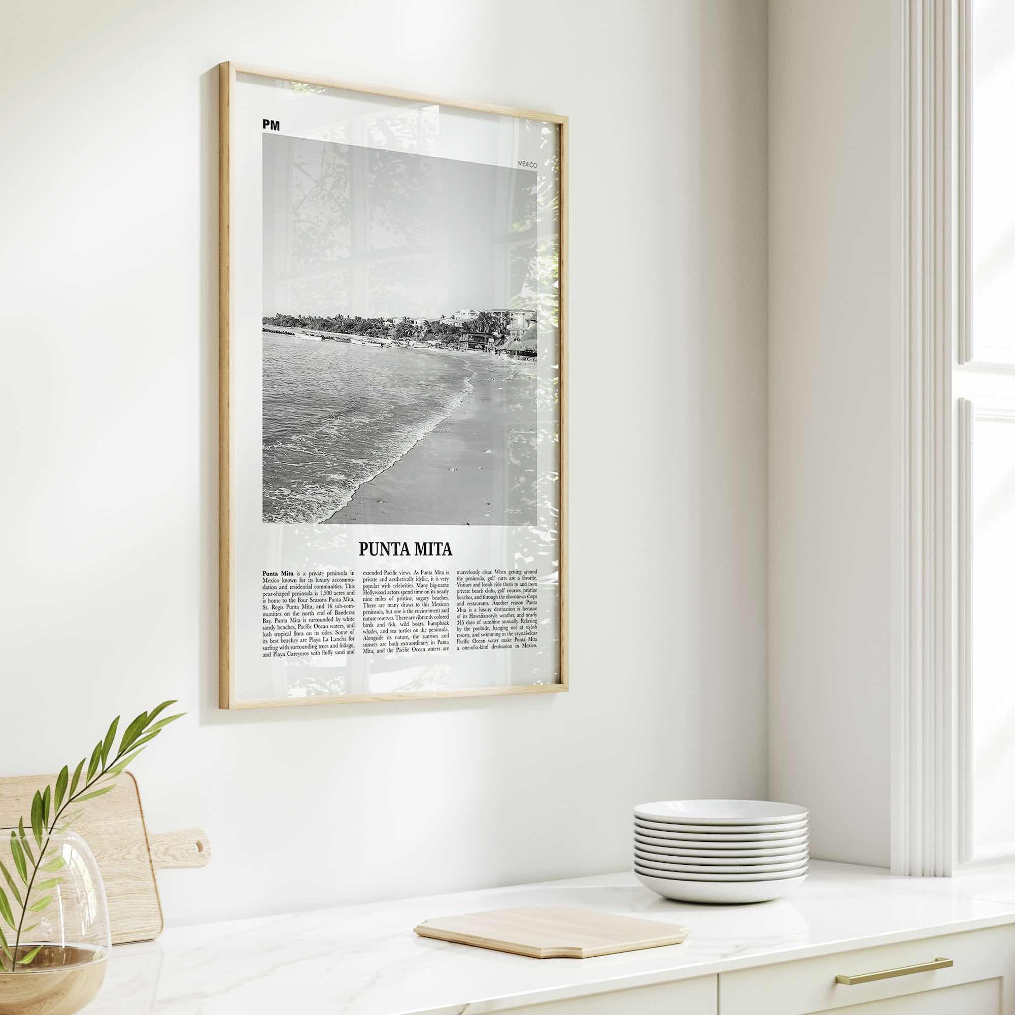 Punta Mita Print Black and White, Punta Mita Wall Art, Punta Mita Poster, Punta Mita Photo, Punta Mita Wall Décor, Punta Mita Map, Mexico