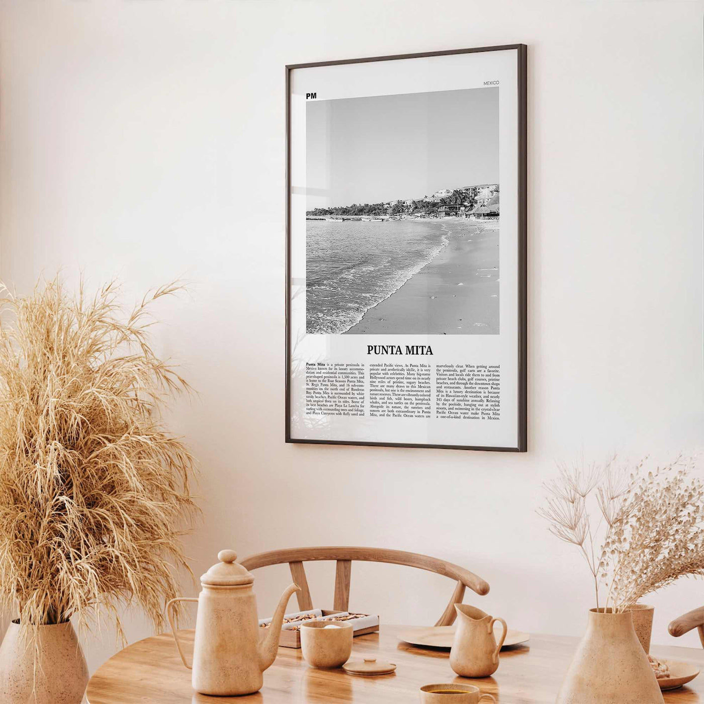 Punta Mita Print Black and White, Punta Mita Wall Art, Punta Mita Poster, Punta Mita Photo, Punta Mita Wall Décor, Punta Mita Map, Mexico