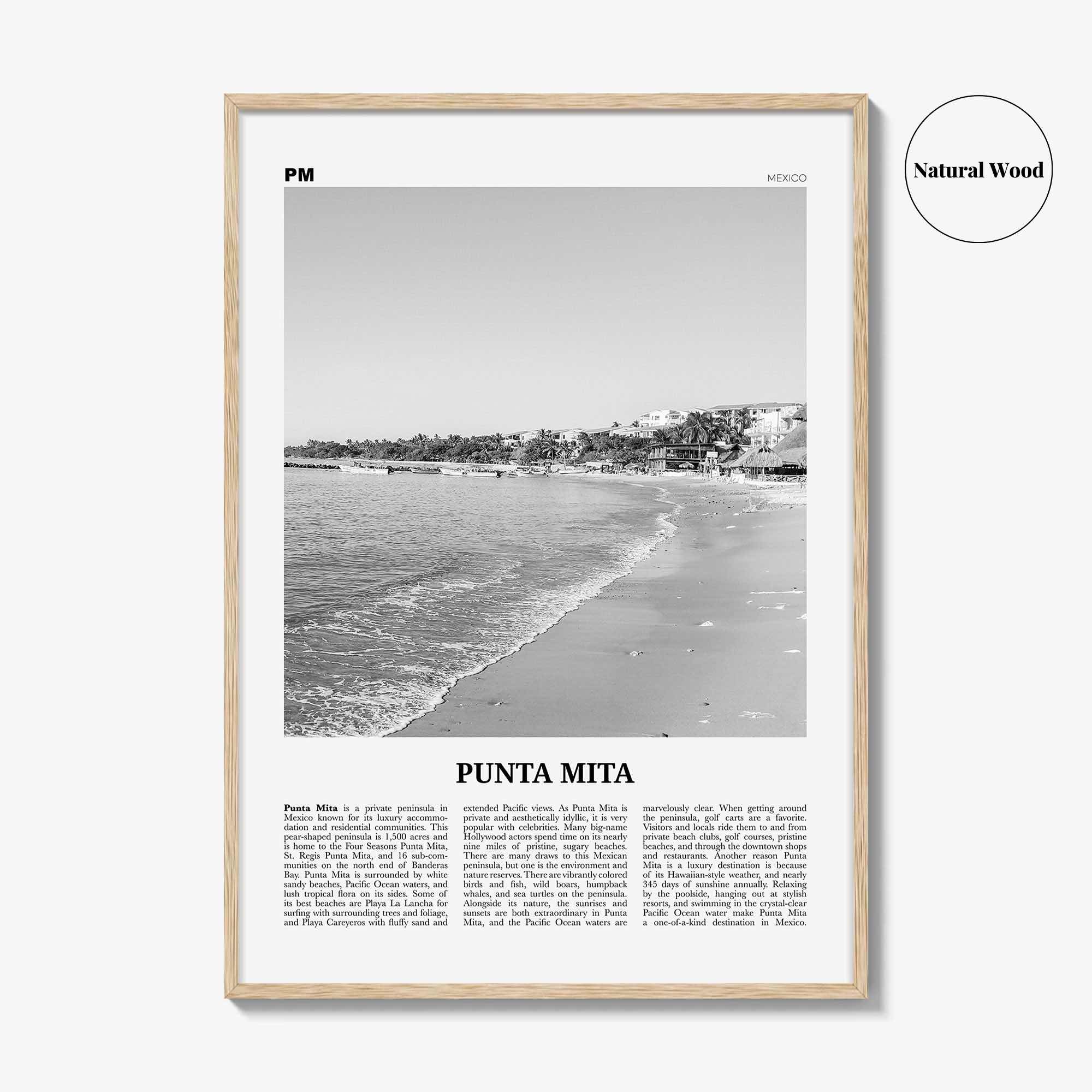 Punta Mita Print Black and White, Punta Mita Wall Art, Punta Mita Poster, Punta Mita Photo, Punta Mita Wall Décor, Punta Mita Map, Mexico