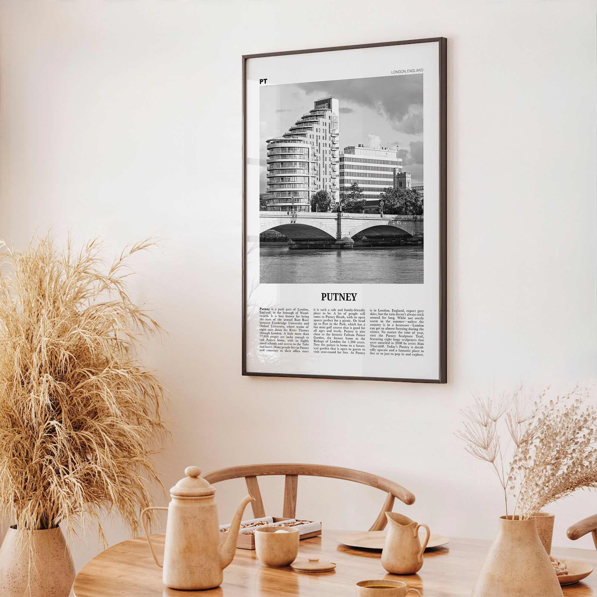 Putney Print Black and White, Putney Wall Art, Putney Poster, Putney Photo, Putney Wall Décor, Putney Map, England